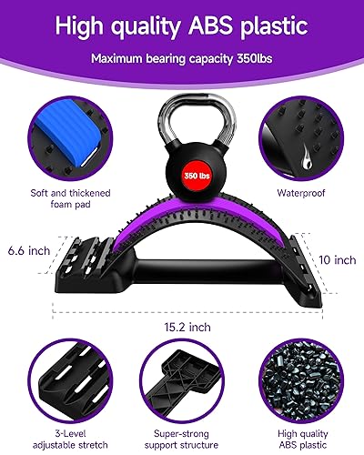 Miniatura 5 de Estirador de espalda para aliviar el dolor de espalda baja, tablero ajustable de 3 niveles de espalda lumbar, masajeador de espalda para hernia de