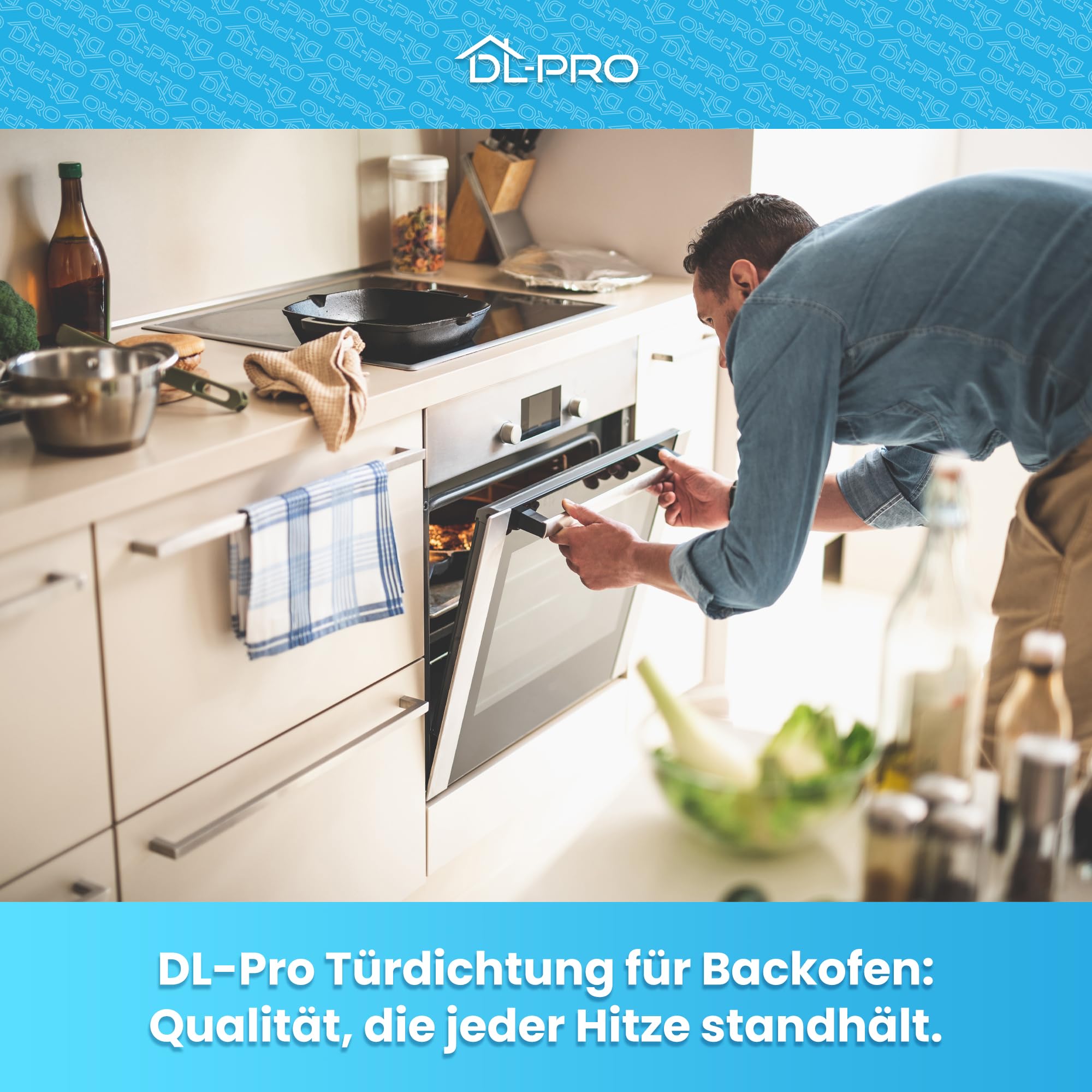DL-pro Türdichtung Backofendichtung für Bosch Siemens 095546 00095546 rundum 6Haken für Backofen Ofen Herd