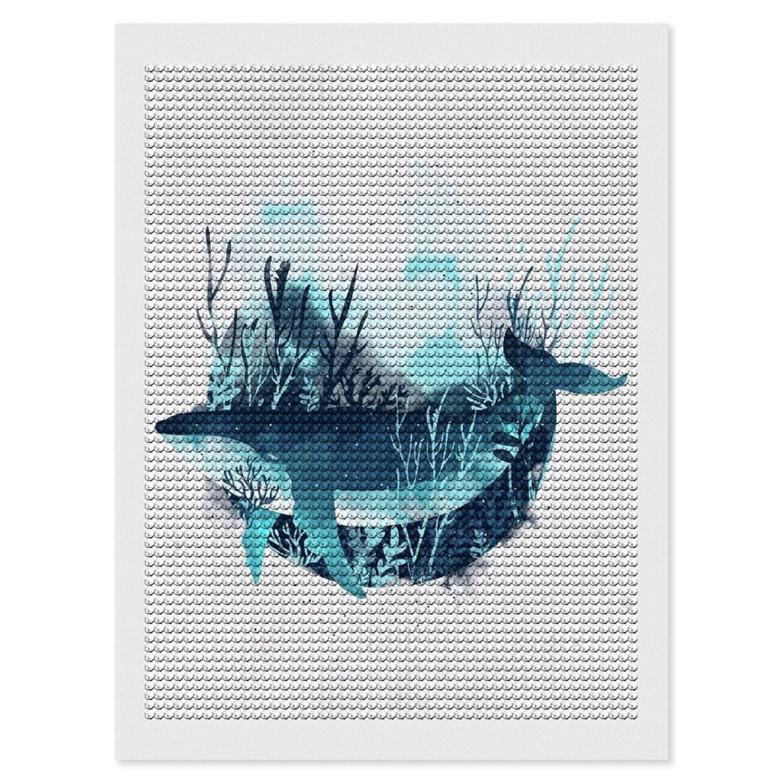 Junmoney Free Whale Diamond Art Kit 12"x16", for Beginners, Vintage Style Decor, Good for Quiet Evenings, Festive Craft Gift