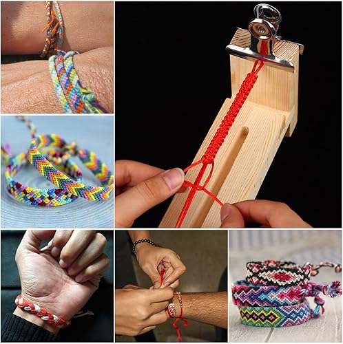 Miniatura 3 de YAMSLAM Pulsera de madera ajustable con 2 clips, plantilla de pulsera de madera con 1 rollo de cuerda trenzada de 77 yardas en forma de U, kit de
