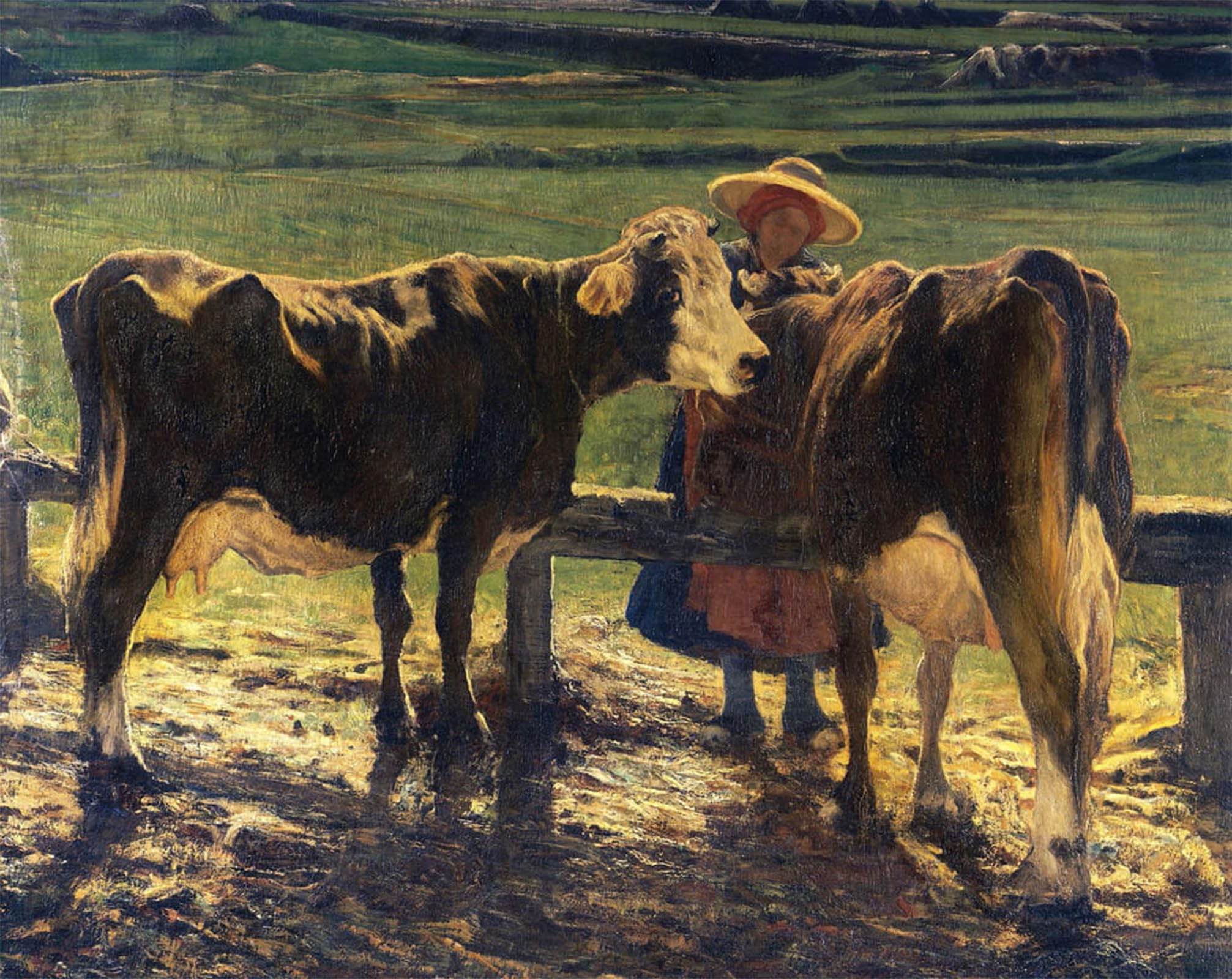 ARTXLXXBN Famous Art Print Poster Vintage Wall Art Grazing by Giovann Segantini Canvas Art Poster for Home Decor 60x90cm
