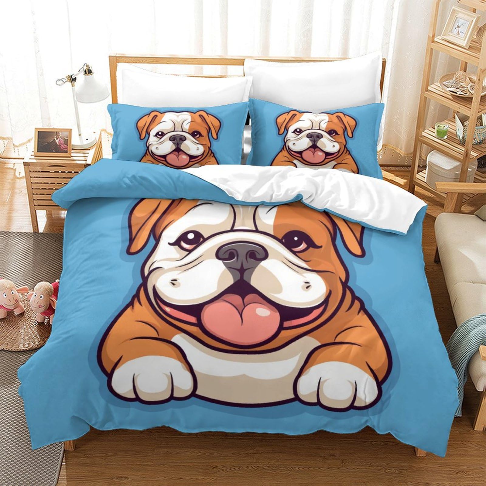 Housse de couette bouledogue français imprimé 3D pour la chambre des enfants et ados