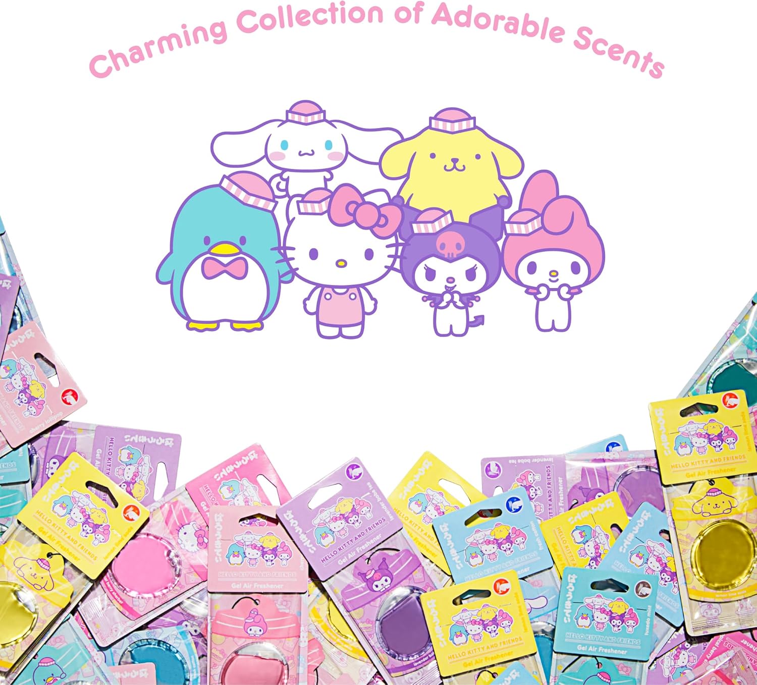 Hello Kitty and Friends Car Air Freshener (Hello Kitty - Tropical Berry Sherbet) Hanging Gel Area Deodorizer, Long-Lasting Car Scents Air Freshener, Cute Automotive Sanrio Accessories Decor, 2-Pack