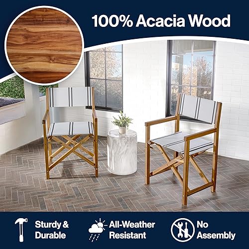 Miniatura 5 de JONATHAN Y DRC1001B-SET2 Cukor Classic - Silla de director plegable de madera de acacia para exteriores con asiento de lona de mediados de siglo,