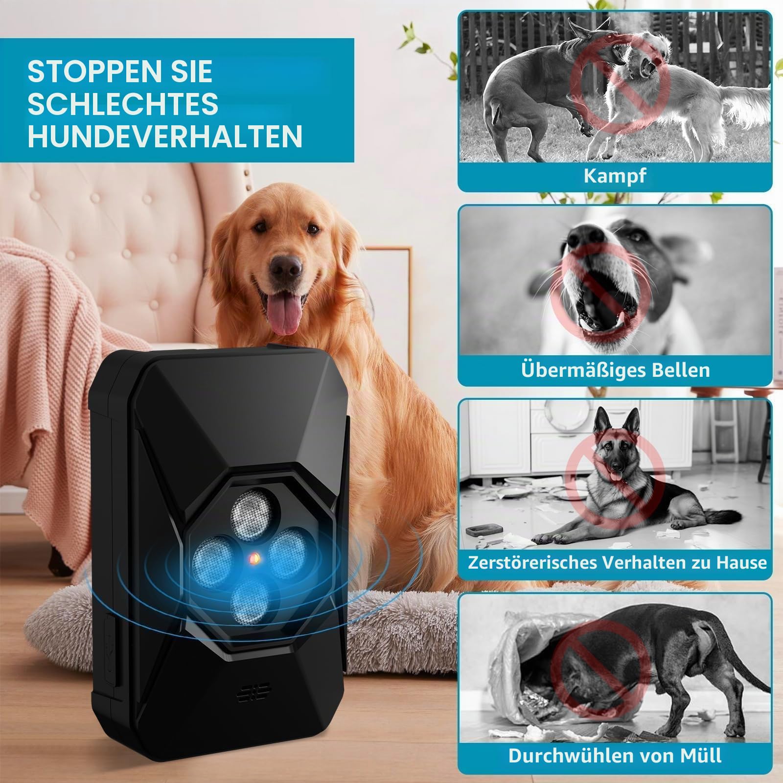 2026 Neu Antibell Ultraschall Gerät - 3 Modi Anti Bell Gerät Hunde- 33Fuß Reichweite Wiederaufladbares Anti Bell Ultraschall für Drinnen Draußen - Bellstopp für Kleine/Mittelgroße/Große Hunde