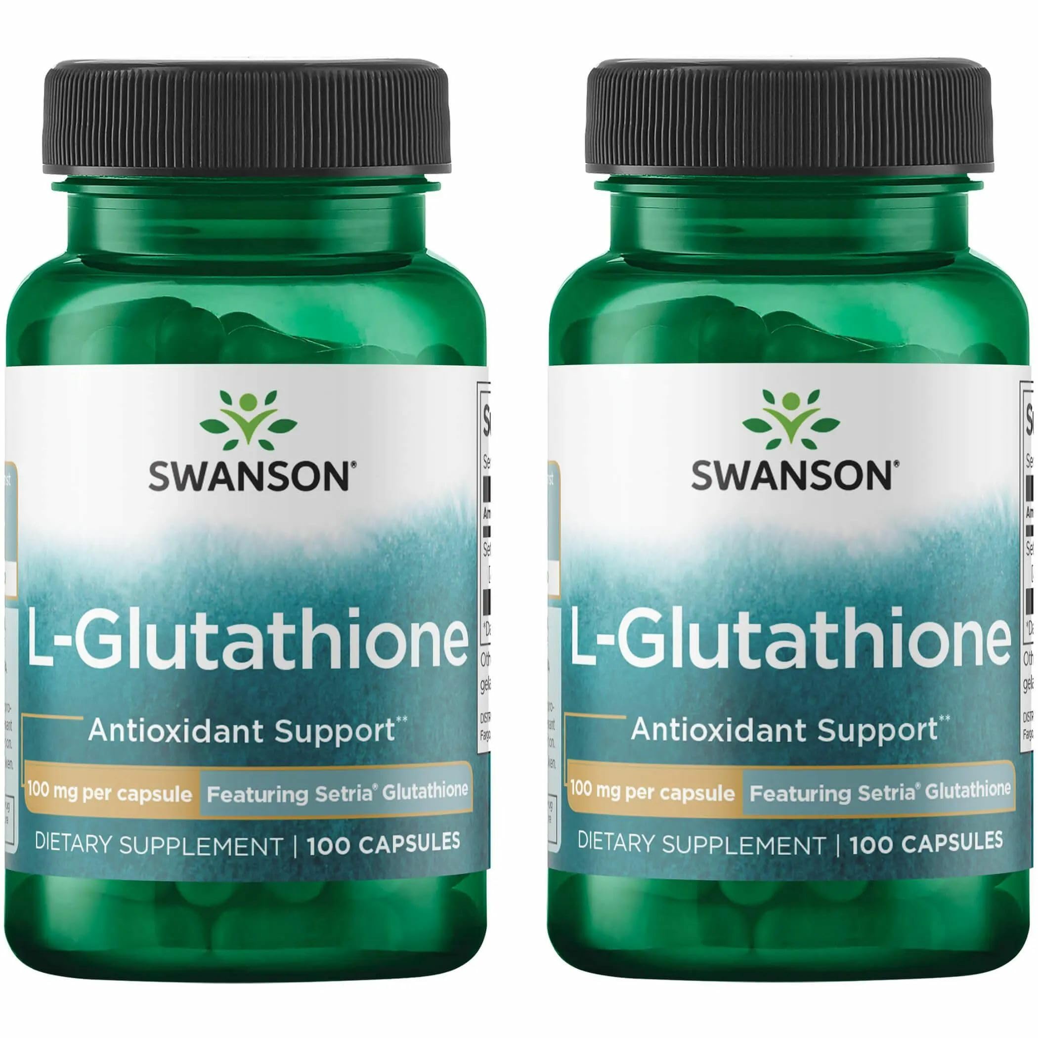 Swanson Amino Acid L-Glutathione 100 Milligrams, 100 Capsules, 2 Pack
