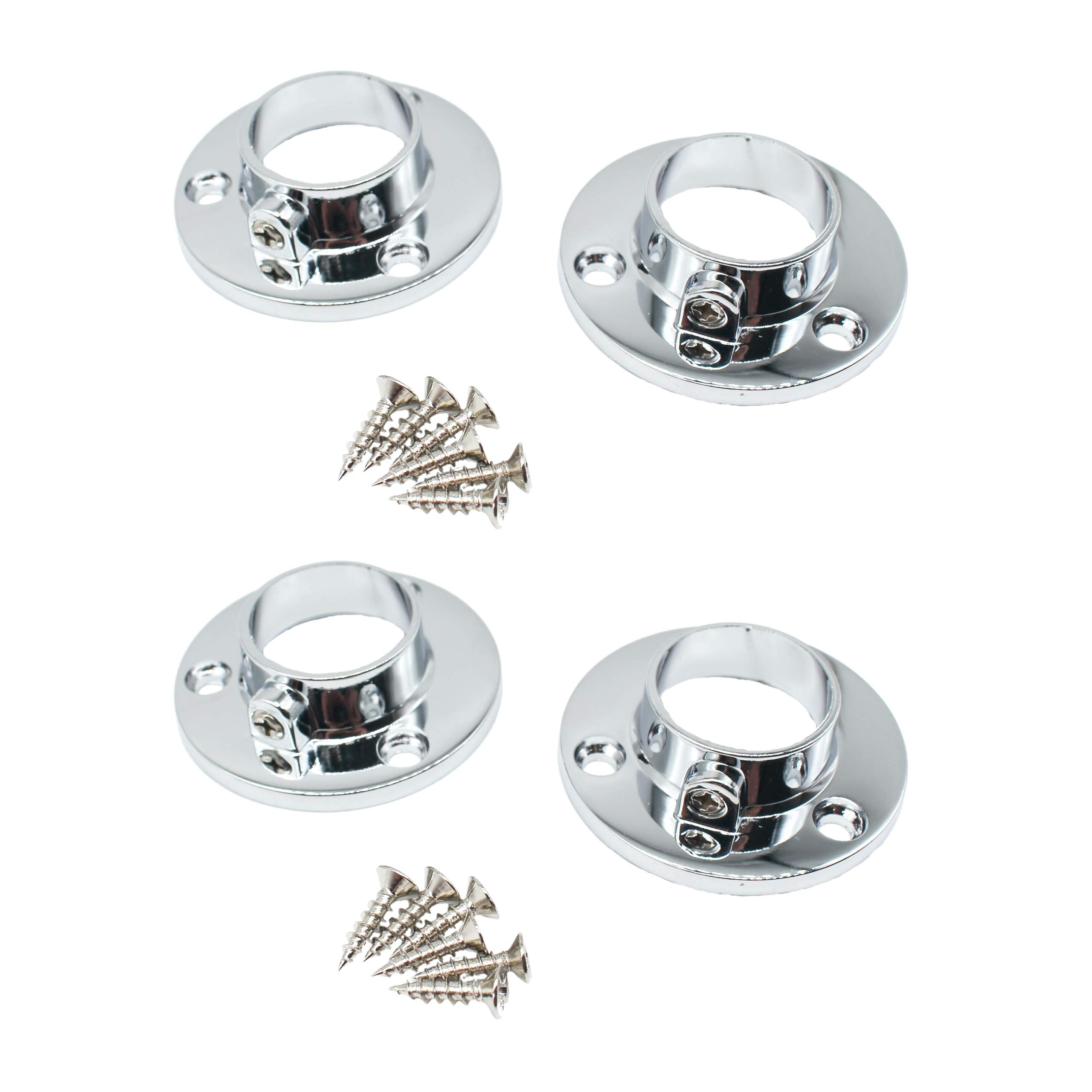 Eai Wardrobe Rail Locking End Socket Suit 25Mm Diameter Rail Polished Chrome - Pack Of 4