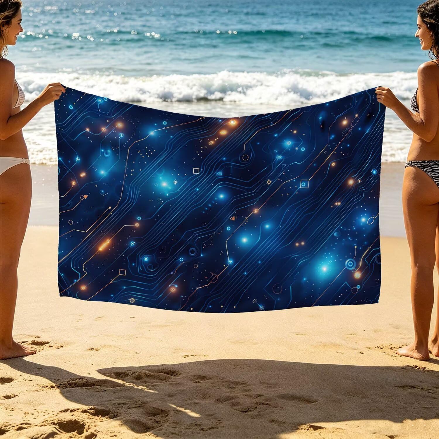 Retrò Telo Mare 220x160cm Leggero Unisex Travel Essentials, Telo Mare Grande 220 x 160 per Asciugamano da Bagno Sauna Palestra Piscina, Beach Towel per Regalo Donna Outdoor Circuito stampato SLJT-7029