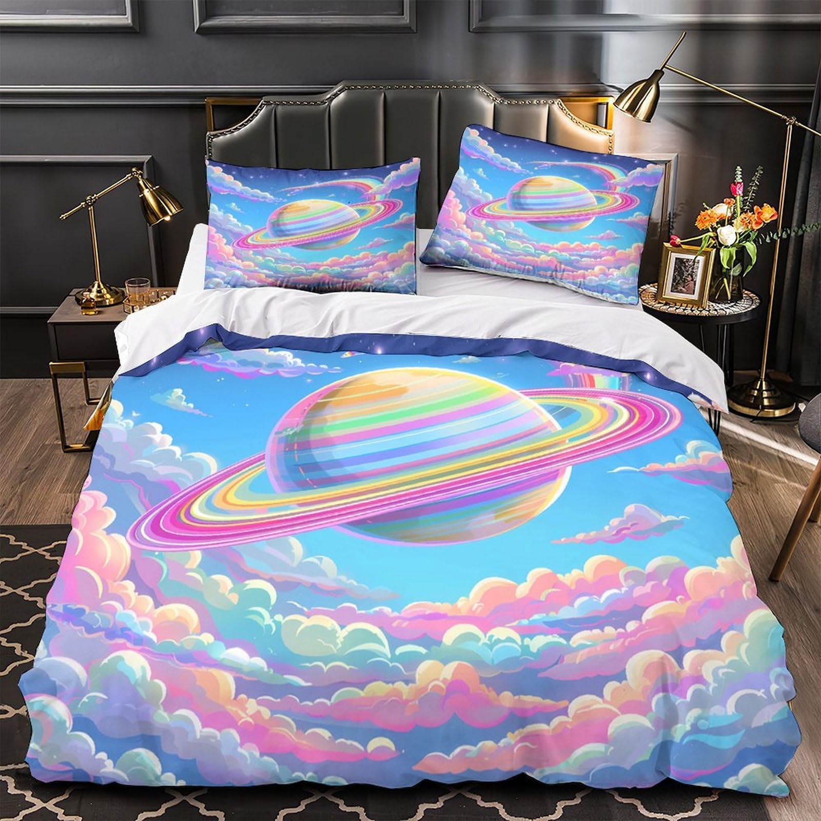 Parure de lit singe arc-en-ciel 220x240cm en microfibres super douces pour la chambre des enfants