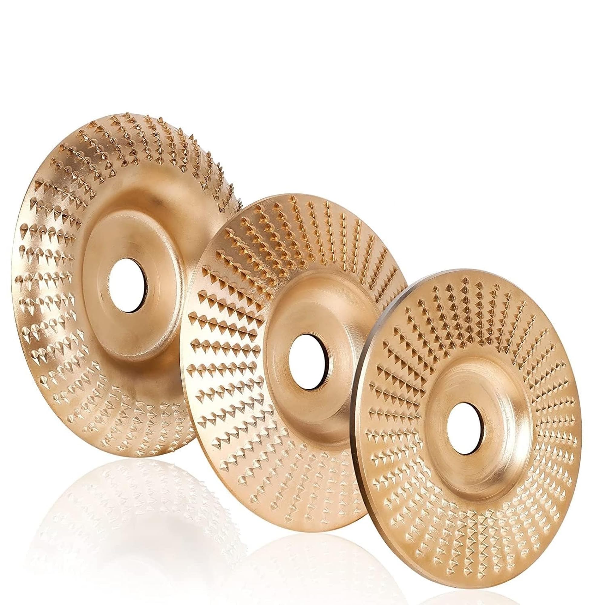 Sulfar 3 Pcs 4 Inch Wood Carving Disc Set, Angle Grinder Disc Grinding Wheel Shaping Disc 5/8 Inch Bore For Woodworking, Grinder, Woodrasp File Wheel Attachments | Wood, Fibreboard, Plywood, Plastic