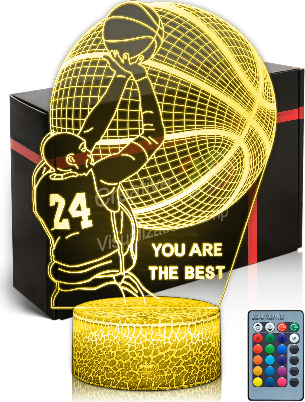 DAHEYMA Basketball Mood Light for Fans 3D LED Basketball Lamp, 16 Colors Night Light with Remote Control Dimmable