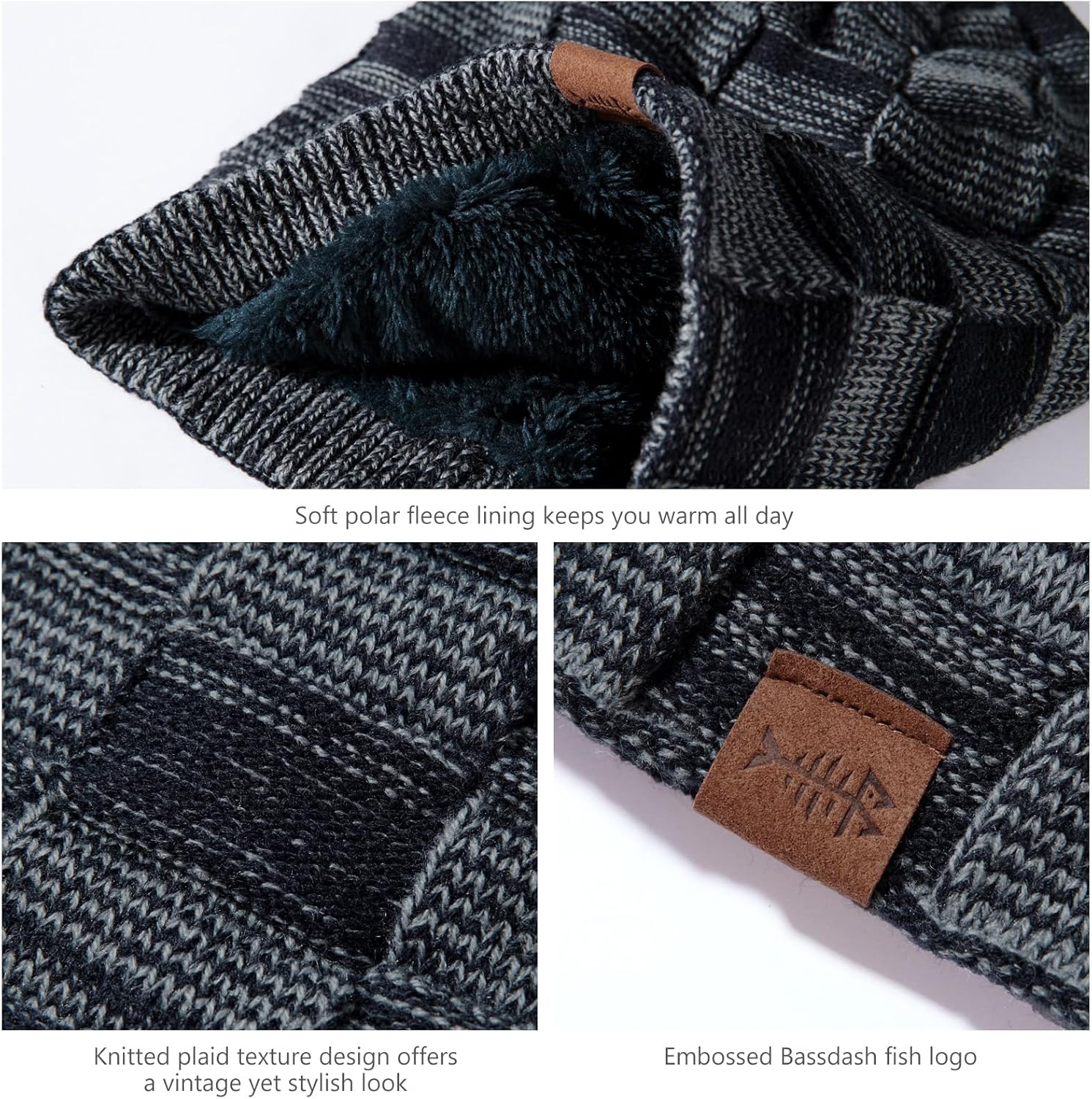 BASSDASH Winter Slouchy Beanies Thick Fleece Lined Skull Cap for Men Women Warm Knitting Hat - Image 4