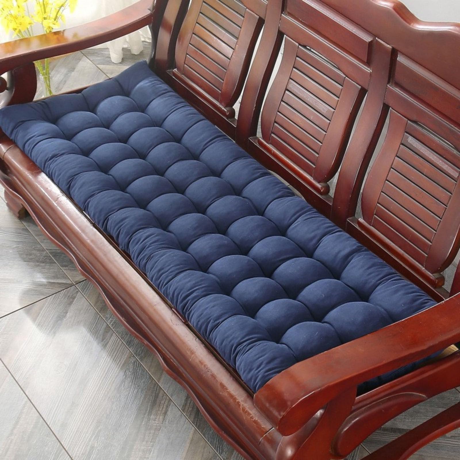 BangDon Garden Sunlounger Cushion Only Sun Lounger Padded Cushions Portable Thick Garden Recliner Chair Cushion Anti-slip with Secure Ties for Patio Pool Office (Dark blue,150 * 40)