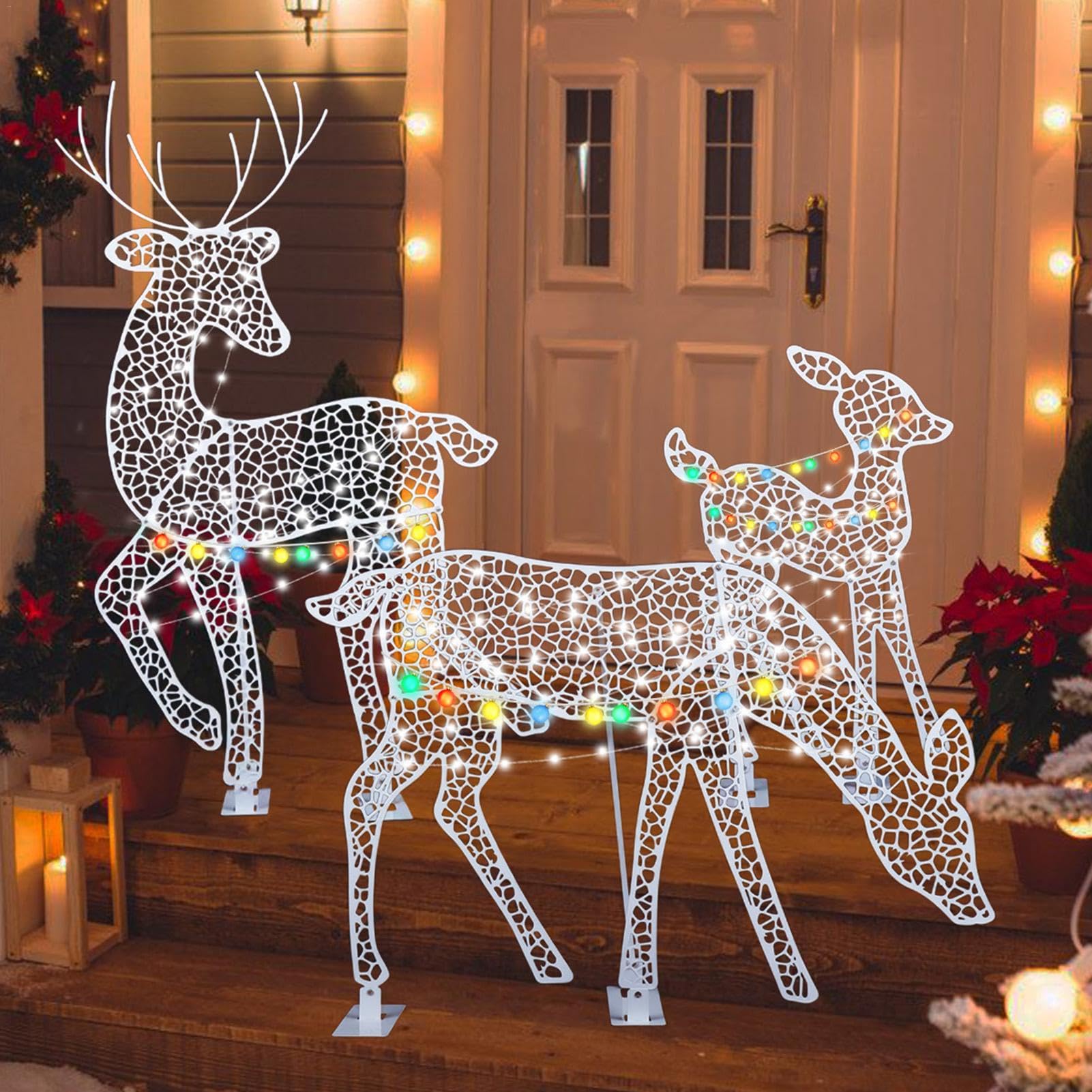 Renna Di Natale Illuminata Glitter – Decorazione Antiruggine Per Interni Ed Esterni, Prato E Giardino