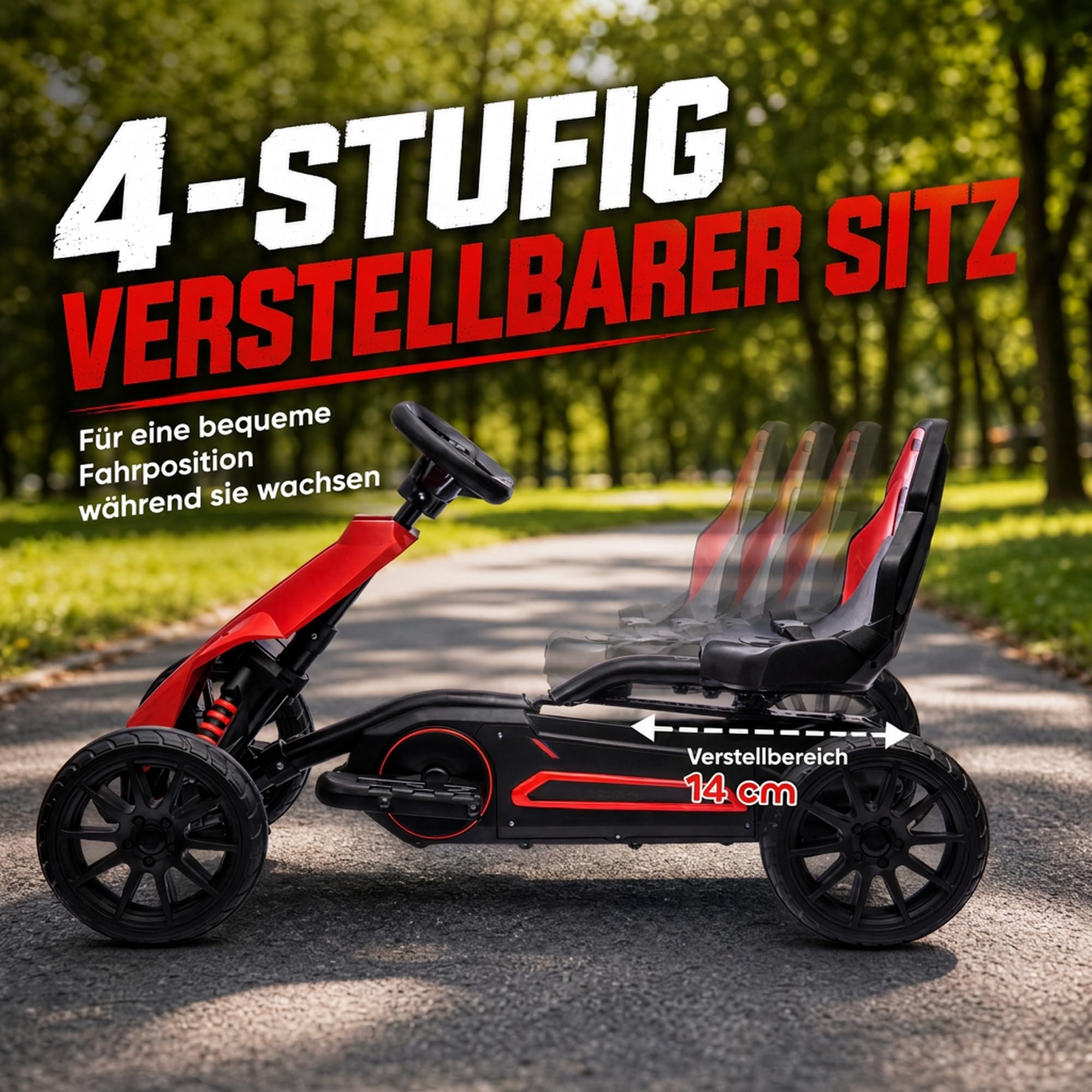 HOMCOM Elektryczny gokart dla dzieci 12V 3-5 km/h dla 3-8 lat Czerwony