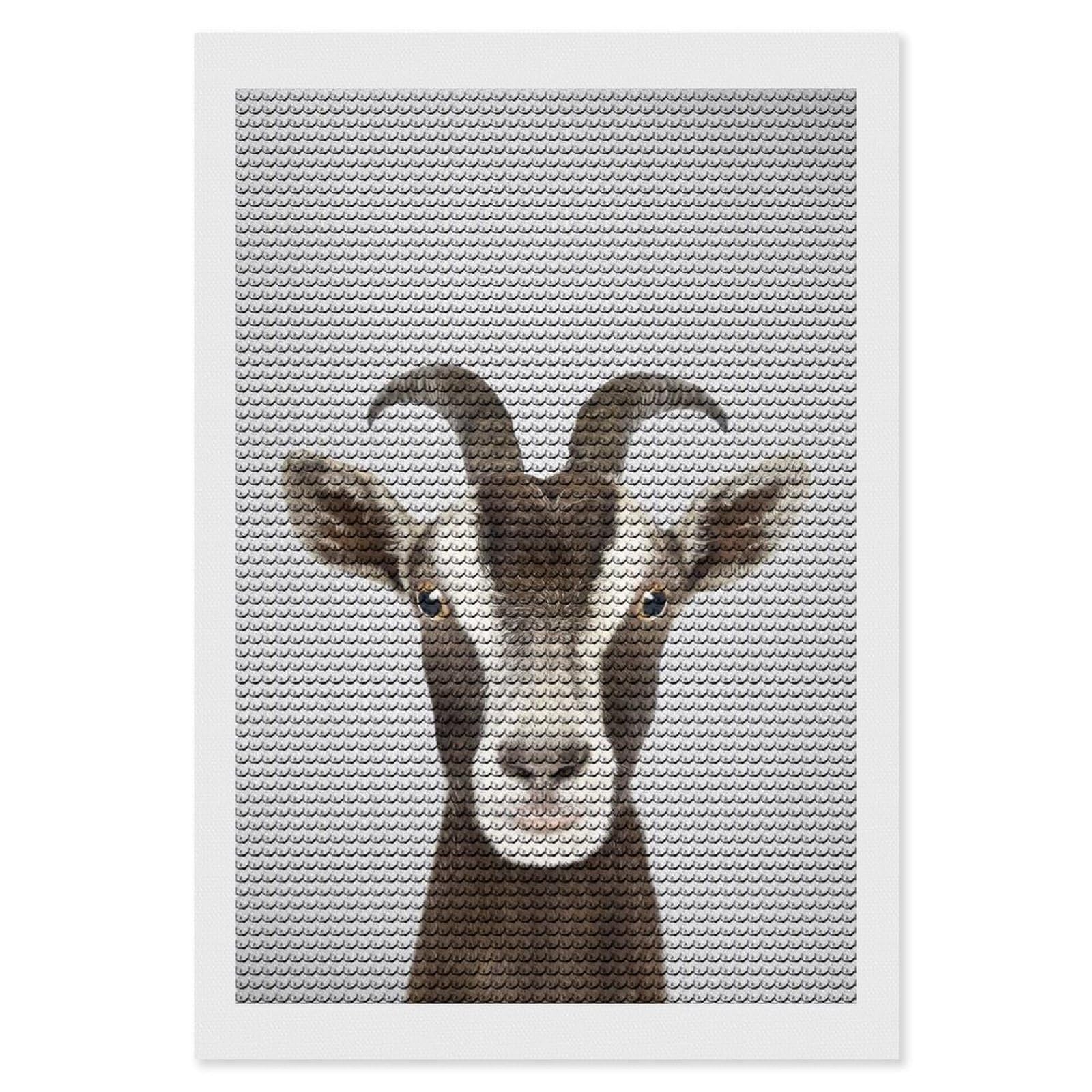 Junmoney Goat Colorful Diamond Art Kit 8"x12", for Beginners, Vintage Style Decor, Good for Quiet Evenings, Festive Craft Gift