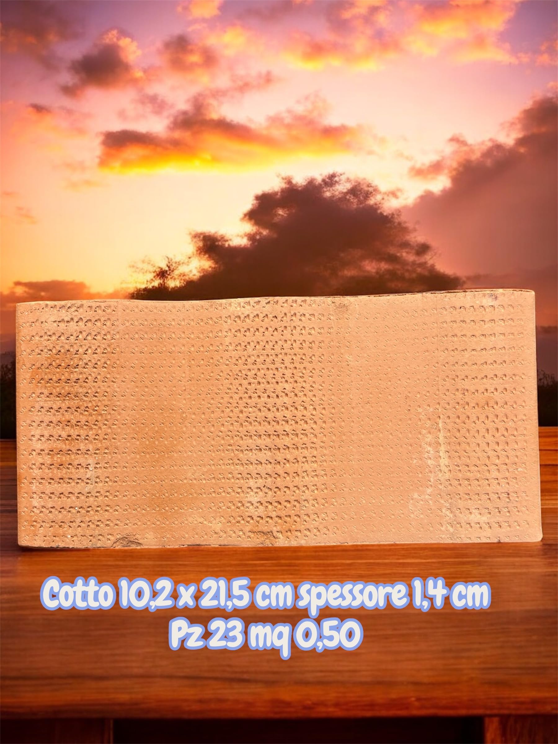 Generico Mattone in Cotto Mutina, 10,2 x 21,5 cm, Spessore 1,4 cm, Texture Decorativa, per Muratura e Pavimentazione Prezzo riferito a 0,50 mq 23 pz