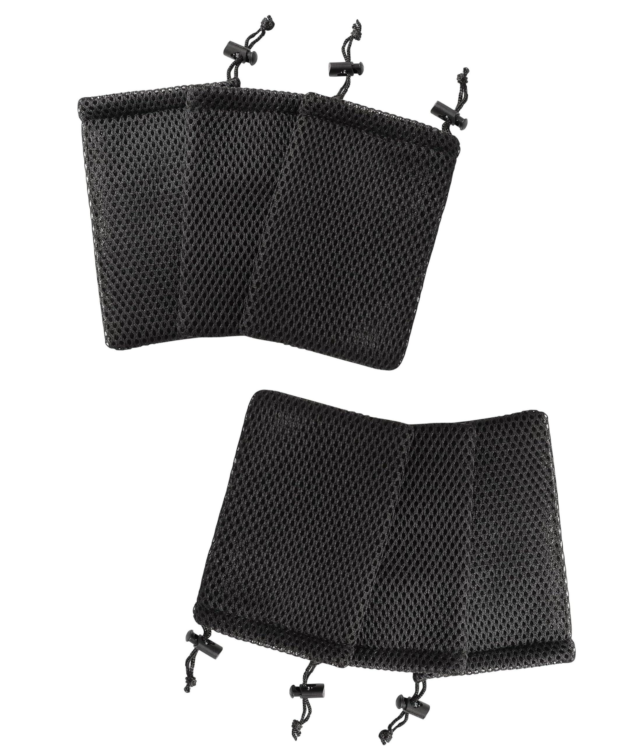 Nylon Mesh Drawstring Bag, 6 x 4 Inch (6 pcs) Small Pouch for MP3 Charger, Earphones,USB Cables,Airdopes, Bluetooth Earbuds, Keys. Travel Kit Organizer for Cosmetics Jewelry. (Black)