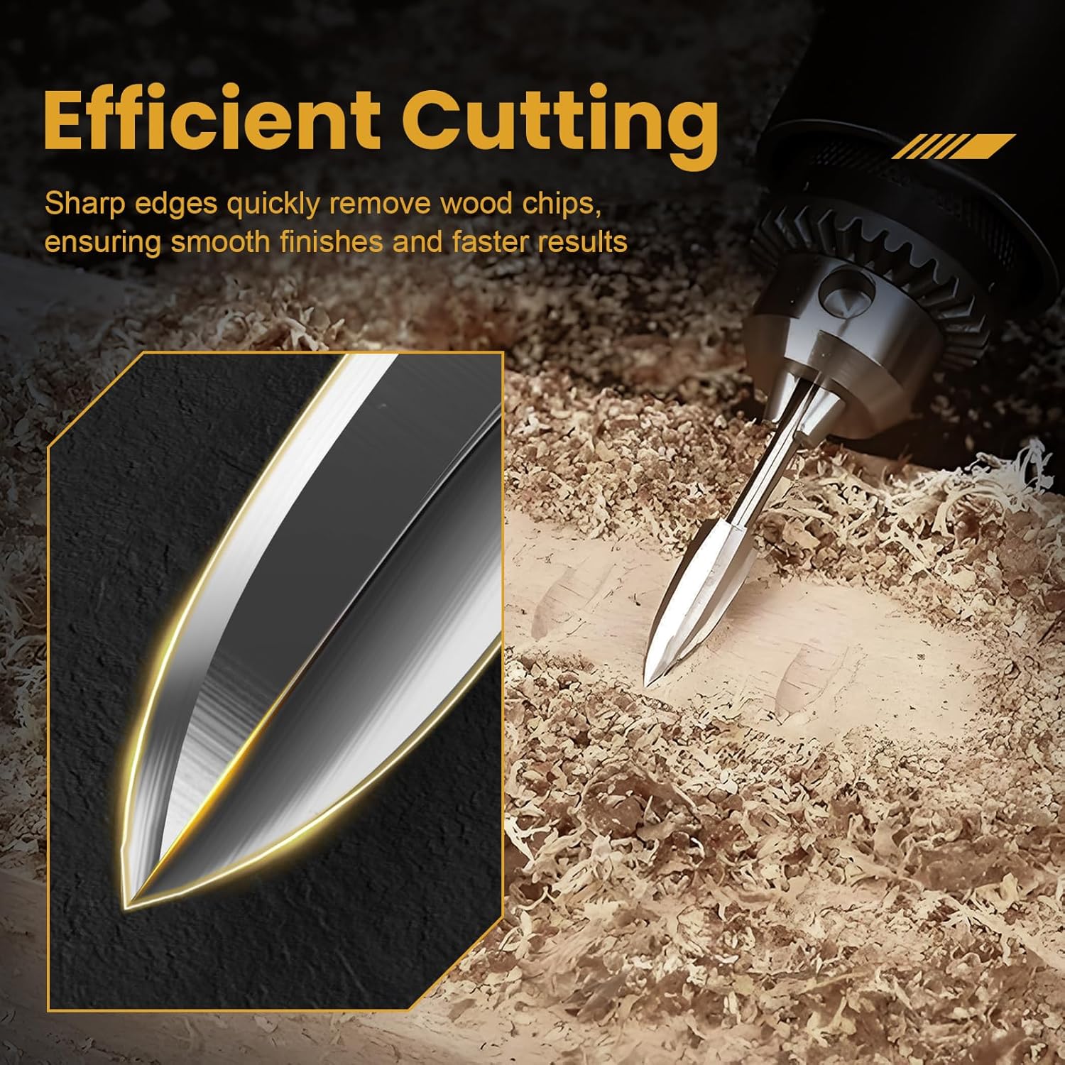 Wood Carving Bits for Dremel Tool Accessories, 5Pcs Different Types Rotary Tool Bits with 1/8” (3 mm) Shank for Wood Carving Grinding Engraving Drilling Micro Sculpture