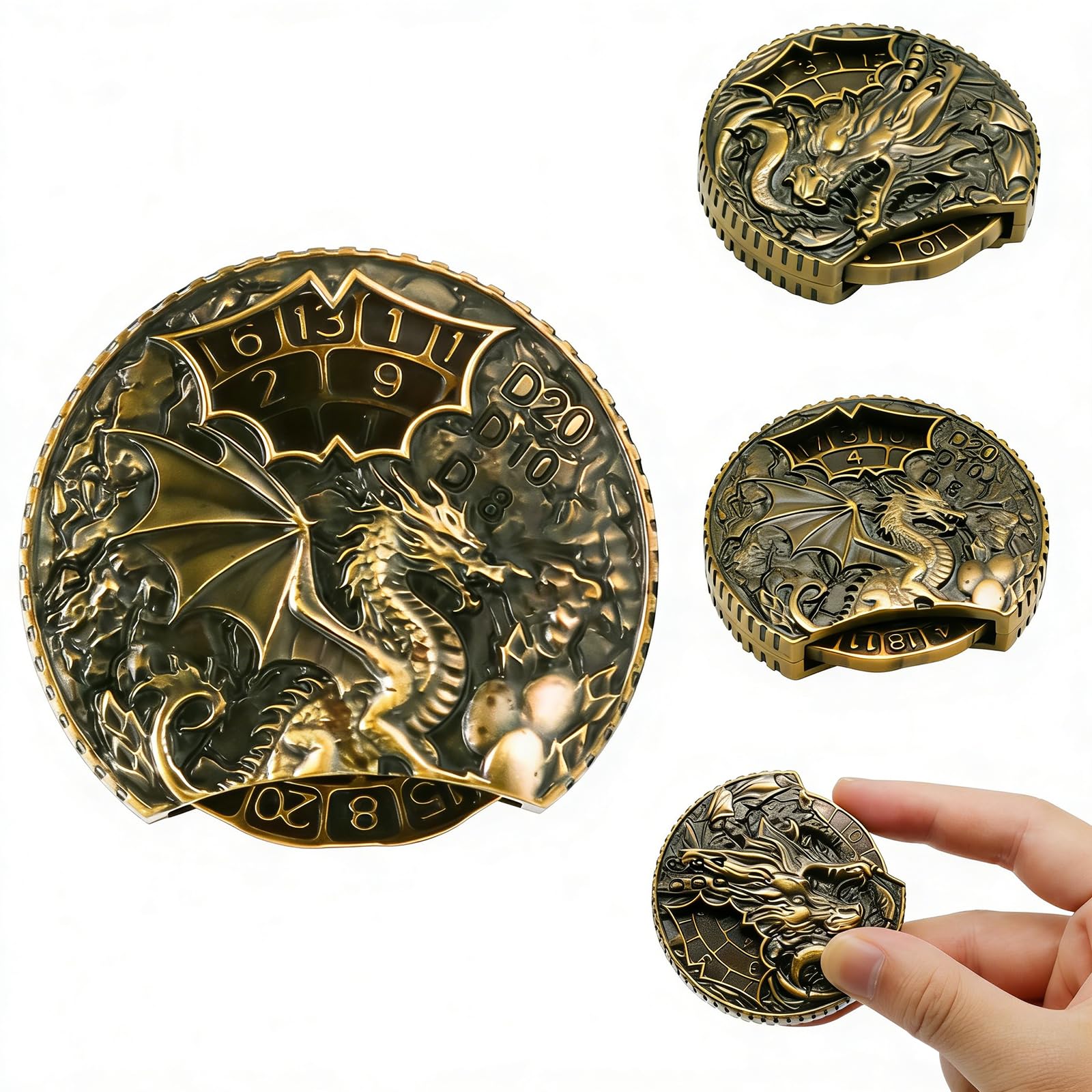 DND Ruota Dadi Spinner Metallici, 7 in 1 Dungeons And Dragon Game, Wheel Dice Spiner, Roulette Dadi Spinner,Accessori per Giochi da Tavolo di