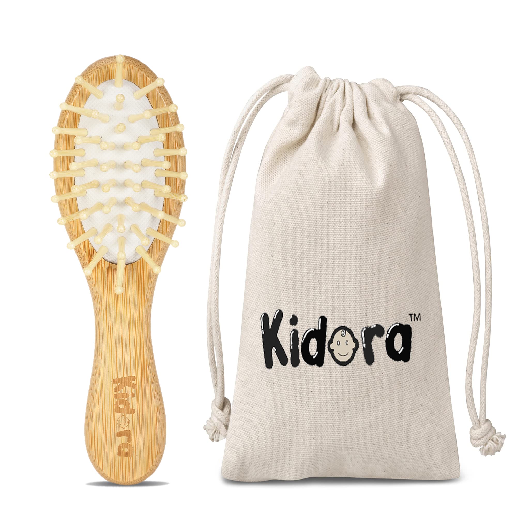 Kidora Bamboo Baby Hair Brush | Wooden Paddle Brush for Kids | Travel-Friendly | Scalp Massage | Relaxation | Hair Growth