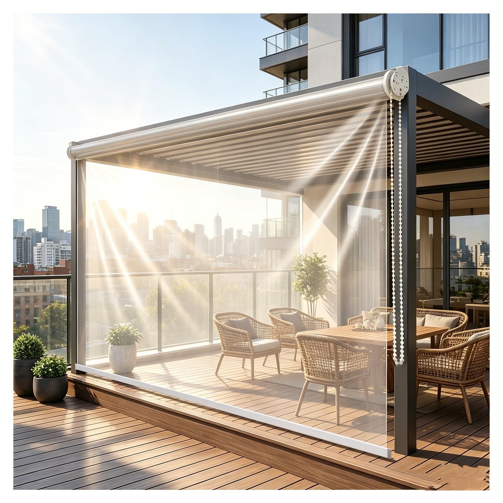 Clear waterproof roll up blinds，vinyl roller shades，pvc transparent roller shade，porch blinds outdoor roll up weatherproof，Transparent Partition Curtain(W100*H160cm/W39.37*H62.9in)
