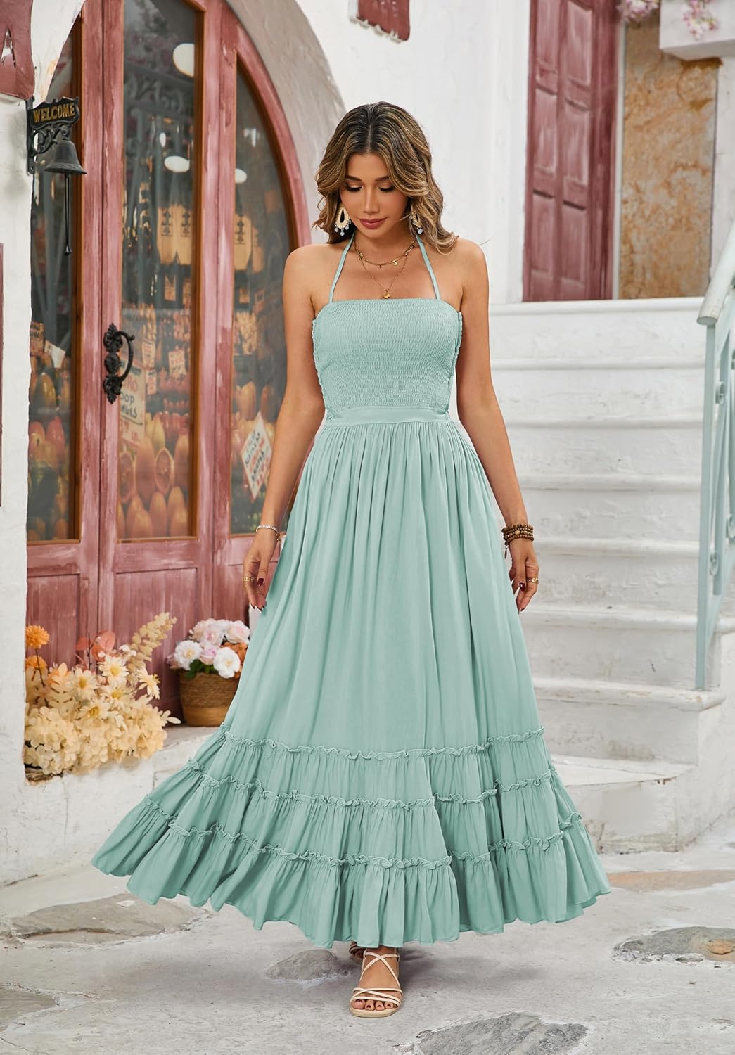 R.Vivimos Womens Summer Boho Sexy Backless Long Dresses - Image 2