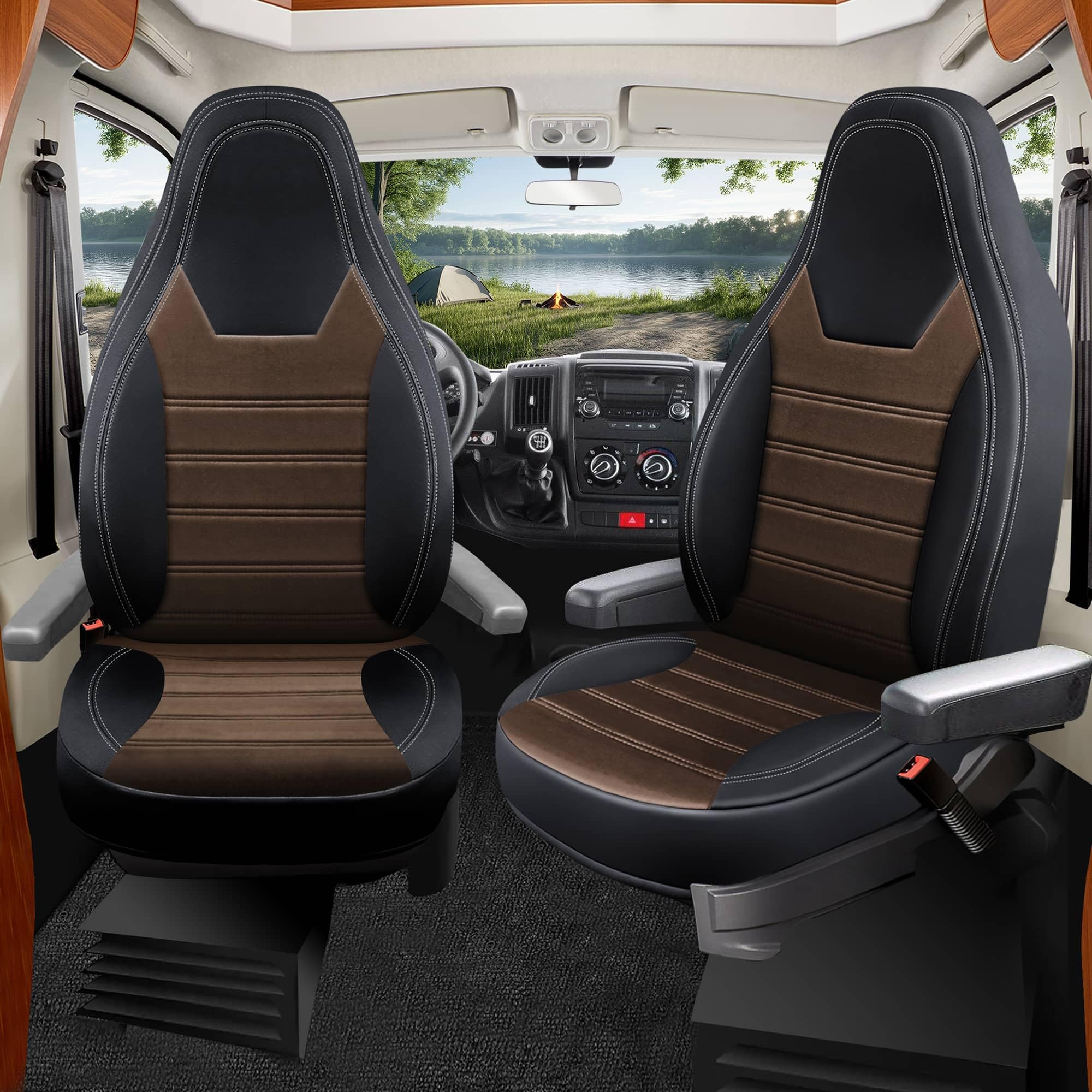 Wohnmobil Sitzbezüge & Schonbezüge für FIAT Ducato, Citroën Jumper & Peugeot Boxer | Passgenaue Vordersitzbezüge HW12 | Teilintegriert, Kastenwagen & Alkoven | Sitzbezug Fahrer & Beifahrersitz