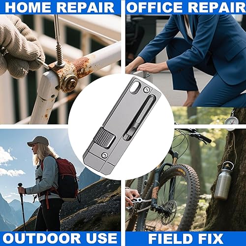 Miniatura 6 de Llave de llavero de titanio  Mini llave ajustable EDC con destornillador, herramienta de bolsillo para transporte diario, viajes, al aire libre,