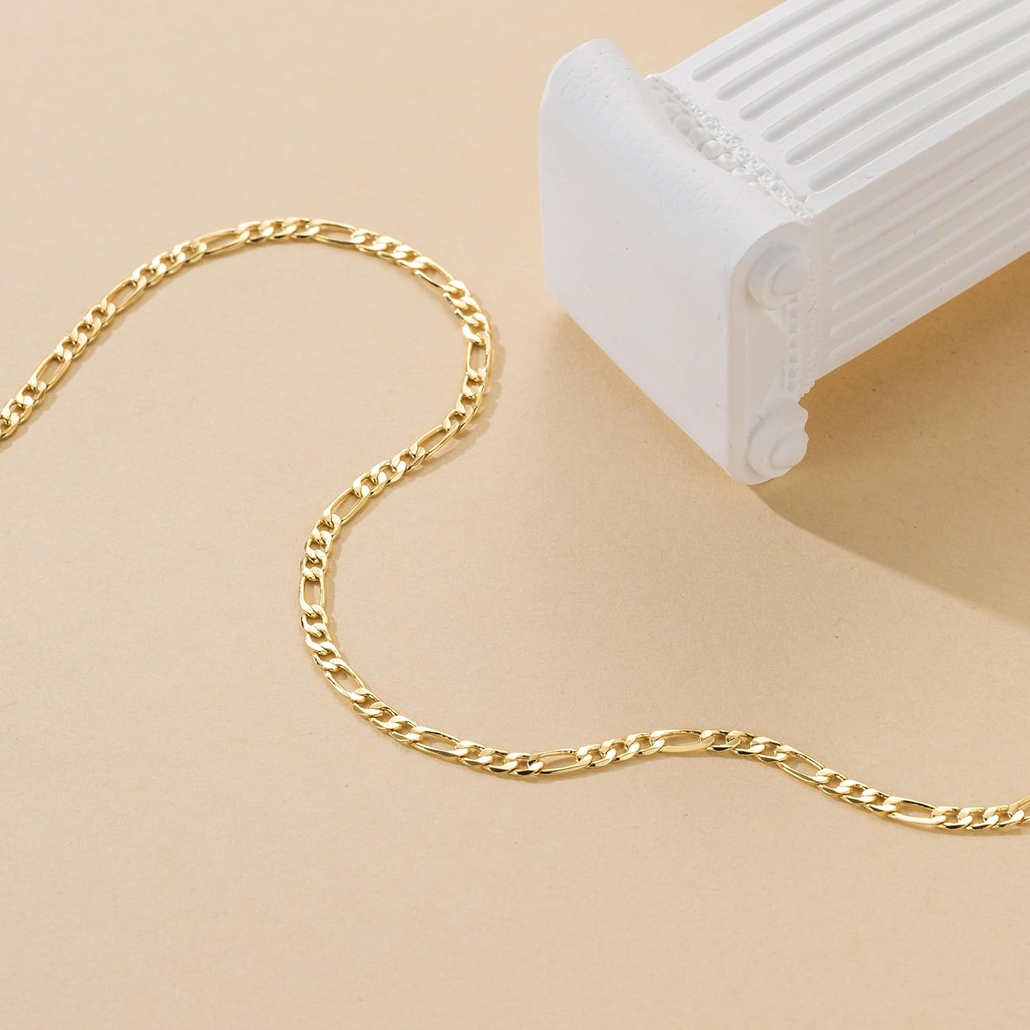Gold Necklace For Women 3.2mm Wide Figora Chain 14K Gold Necklace Beauty In Simplicity Jewelry For Women Neutral Design Necklaces For Mens Necklaces Chain 16-30in - Image 3