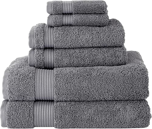 Classic Turkish Towels CTT - Juego de toallas de lujo de 6 piezas, 100% algodón turco, de secado rápido, altamente absorbente y cómodo, incluye 2