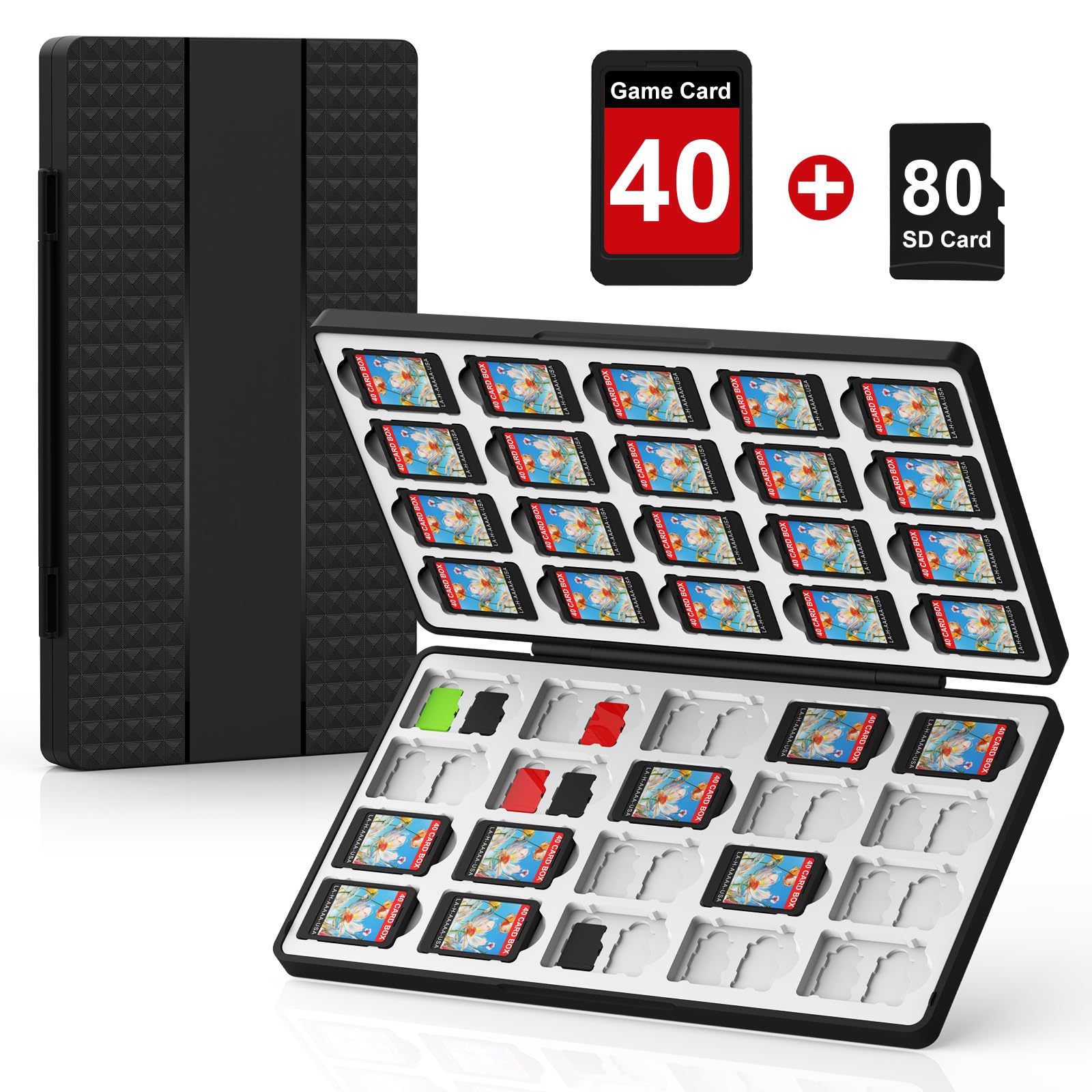 Jimofuga Switch Game Case for Nintendo Switch 2/Switch/OLED/Lite, Magnetic Switch-2 Game Case Holder with 40 Game Cards & 80 Micro SD Card Slots, Portable Travel Games Card Organizer, Gift Accessories - 2