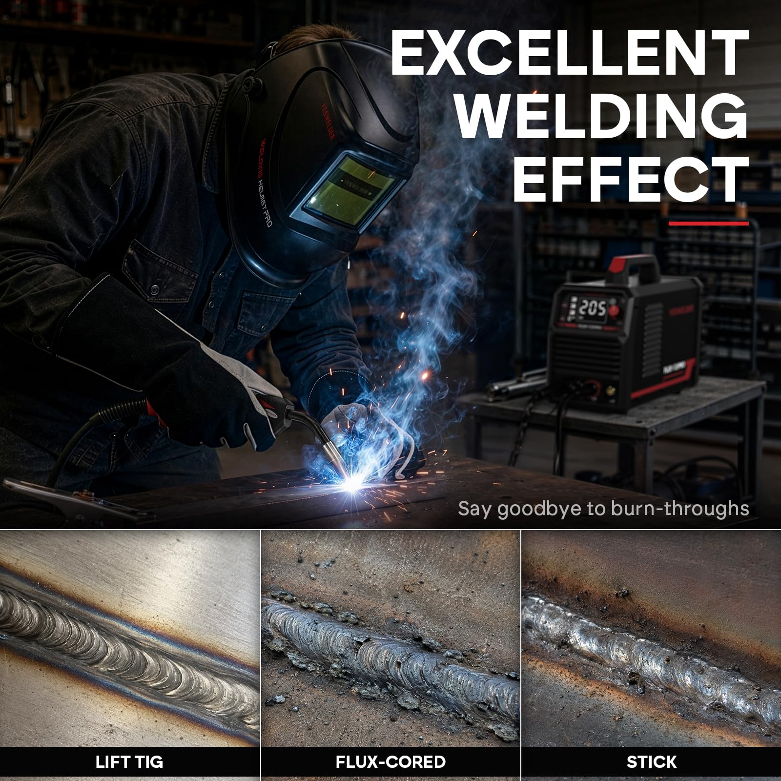 YESWELDER 135A MIG Welder, 110V Flux Core Gasless MIG/Lift TIG/Stick 3-in-1 — Amazon image 4