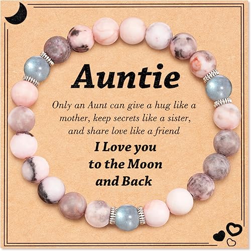 Tarsus Natural Stone Bracelet for MomGrandmaSisterAuntBonus Mom, Moonstone Beads Handmade Bracelet Christmas Birthday Gifts for Women