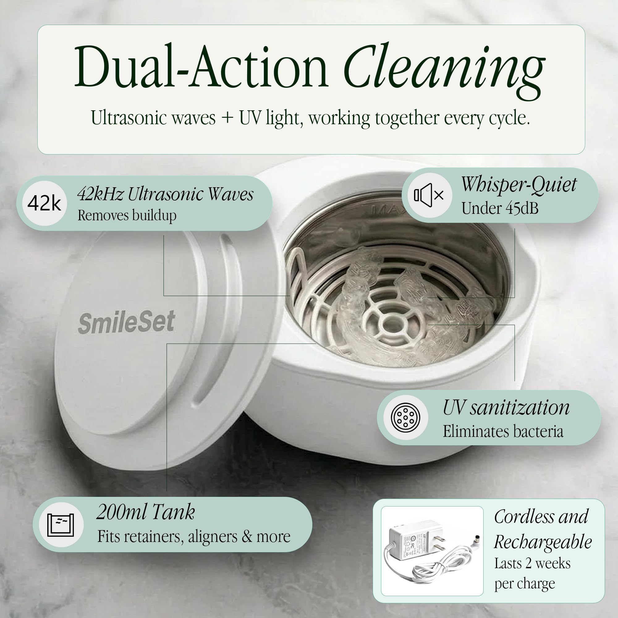 SmileSet Retainer Cleaner - Ultrasonic Cleaning -3