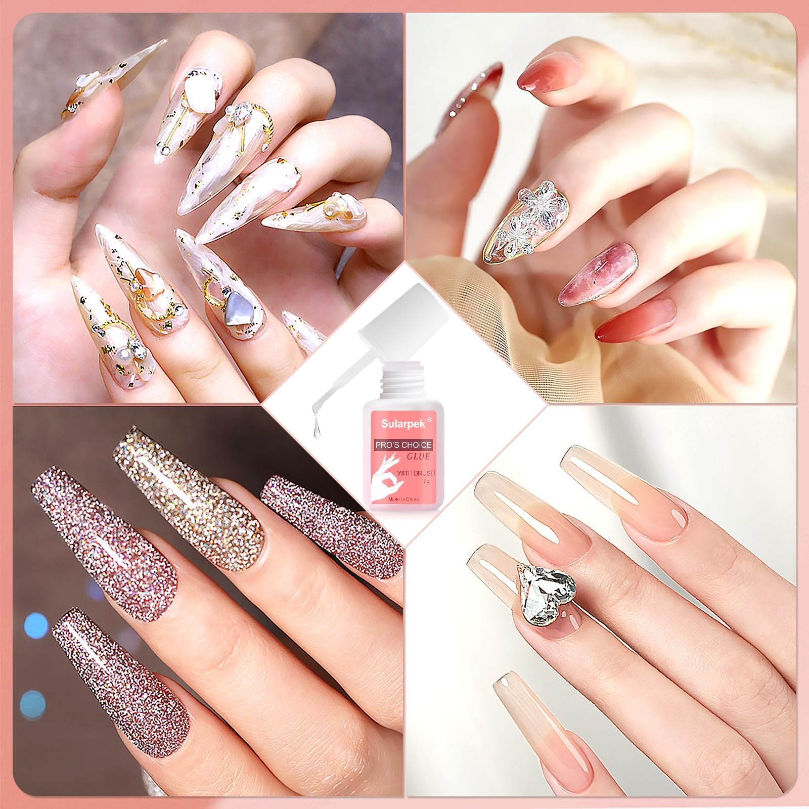 Sularpek Pegamento de uñas extrafuerte, pegamento de uñas de 7 ml, pegamento para uñas postizas, para aplicar puntas de uñas artificiales para manicura — view 7