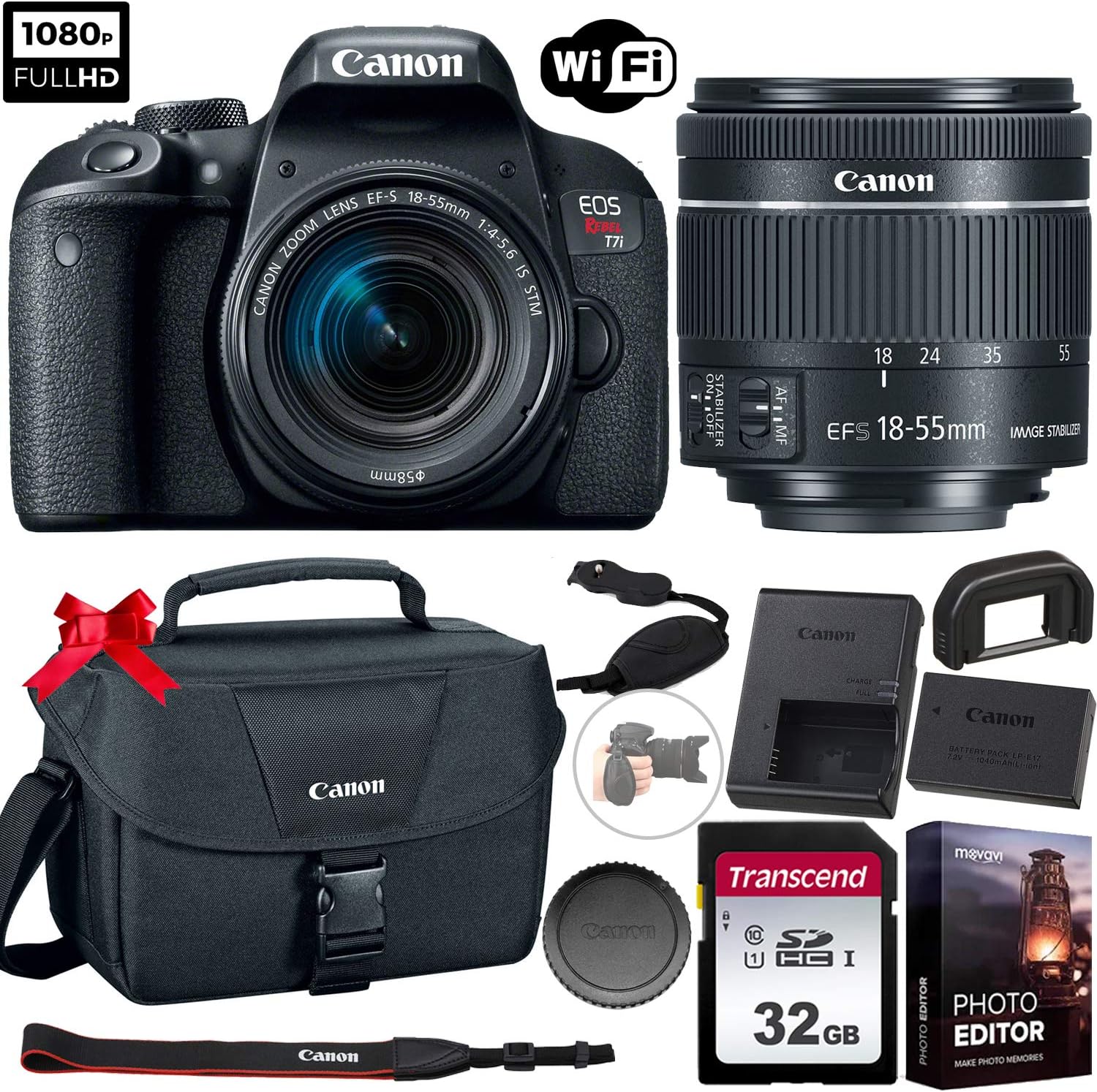 Canon EOS Rebel T7i DSLR Camera with 1855mm Lens + Photo