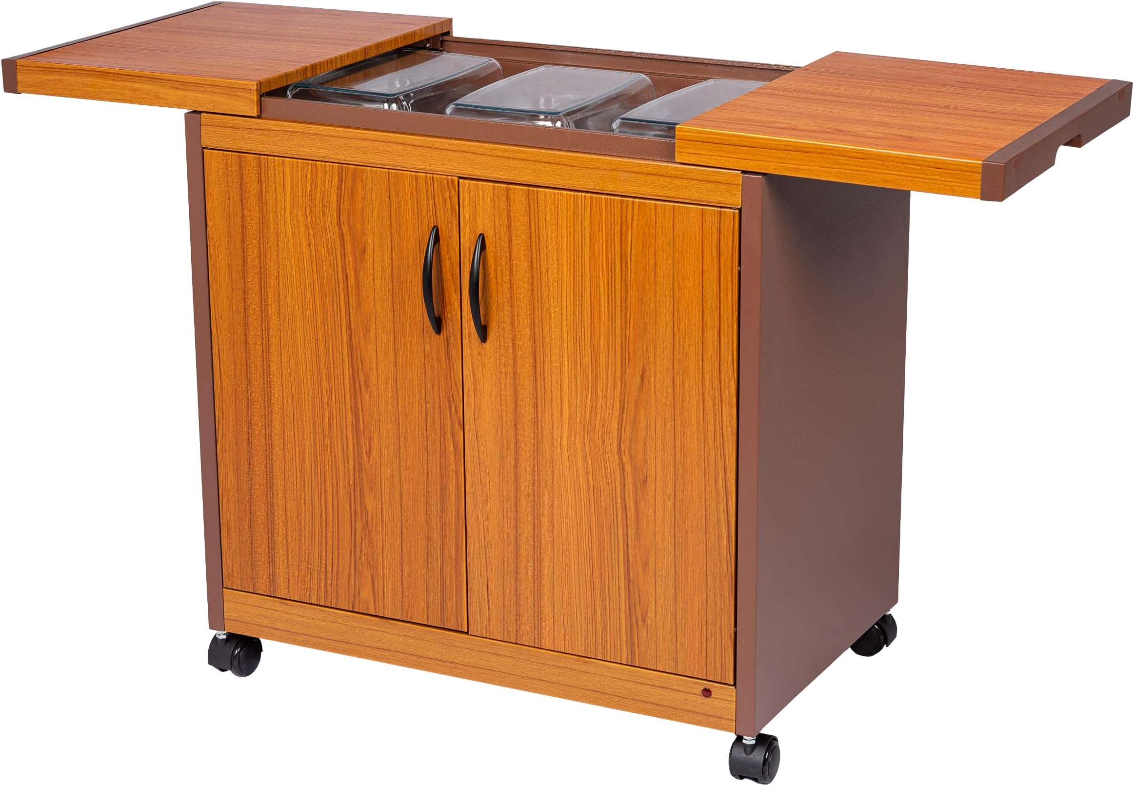 Freestanding 3 Dish Food Warmer Trolley With Slide Cover, Golden, WPS6232GO"Min 1 year manufacturer warranty"