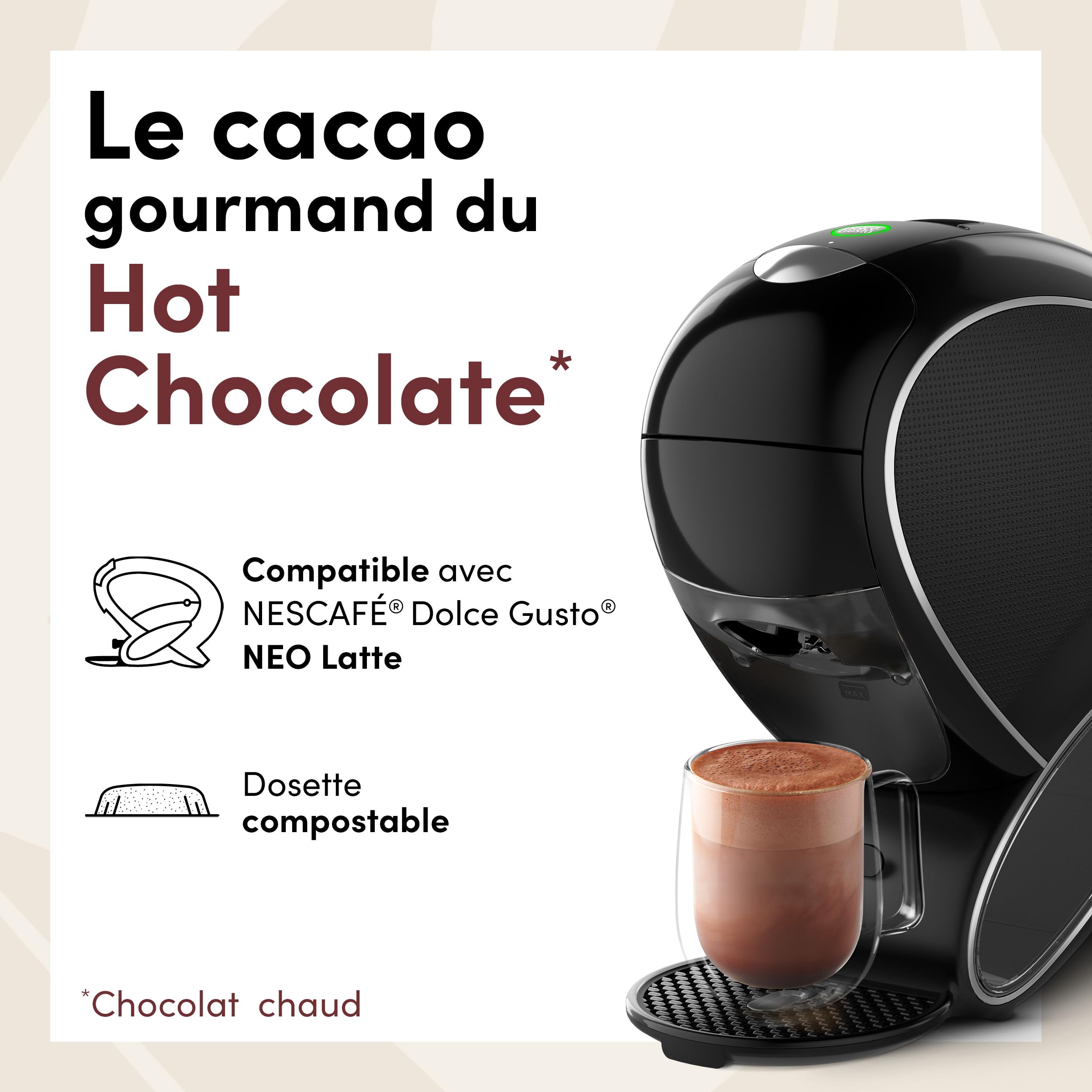 NEO Hot Chocolate de NESCAFÉ® Dolce Gusto®, 60 bolsas de chocolate (5 cajas de 12 bolsas), solo apto para cafeteras NESCAFÉ Dolce Gusto NEO