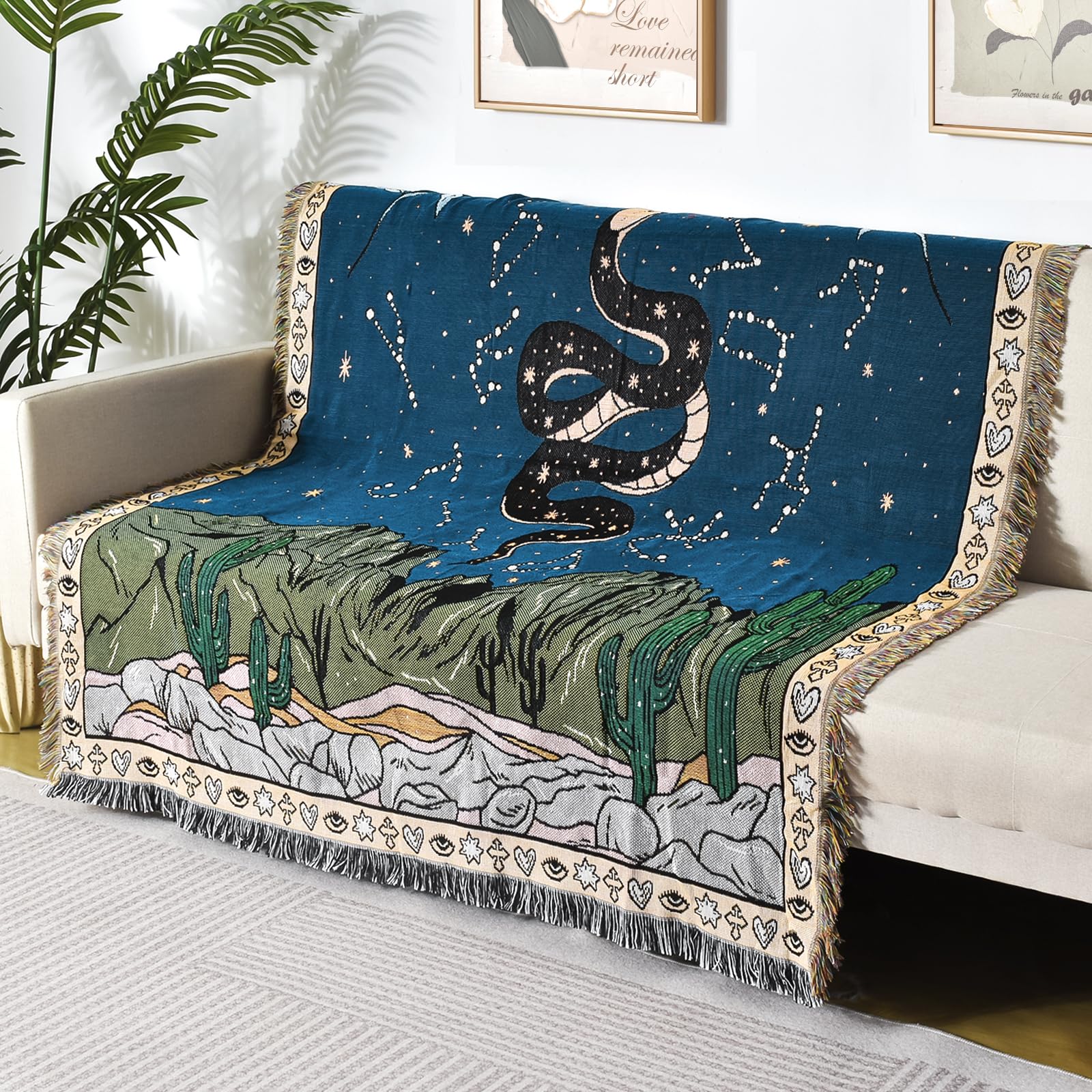 Ksriylm Butterfly Throw Blanket - 51x63 Inch, Ultra Soft, All Season, With Tassels, Green Retro Decor