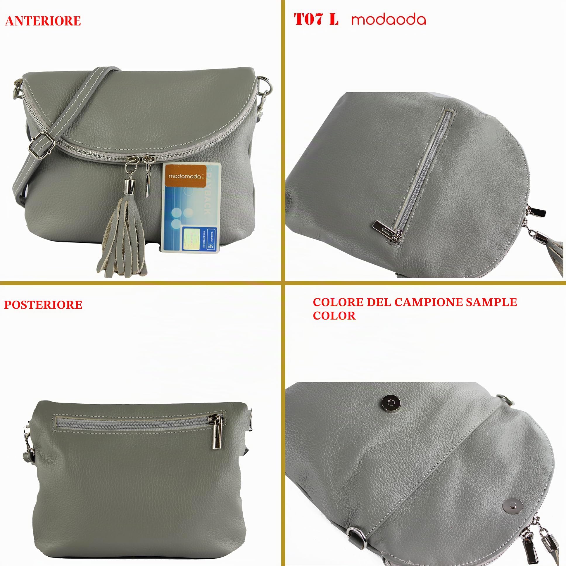 modamoda de T07L / T139L Donna Pelle Piccola Borsa a Tracolla 2 Modelli Made in Italy