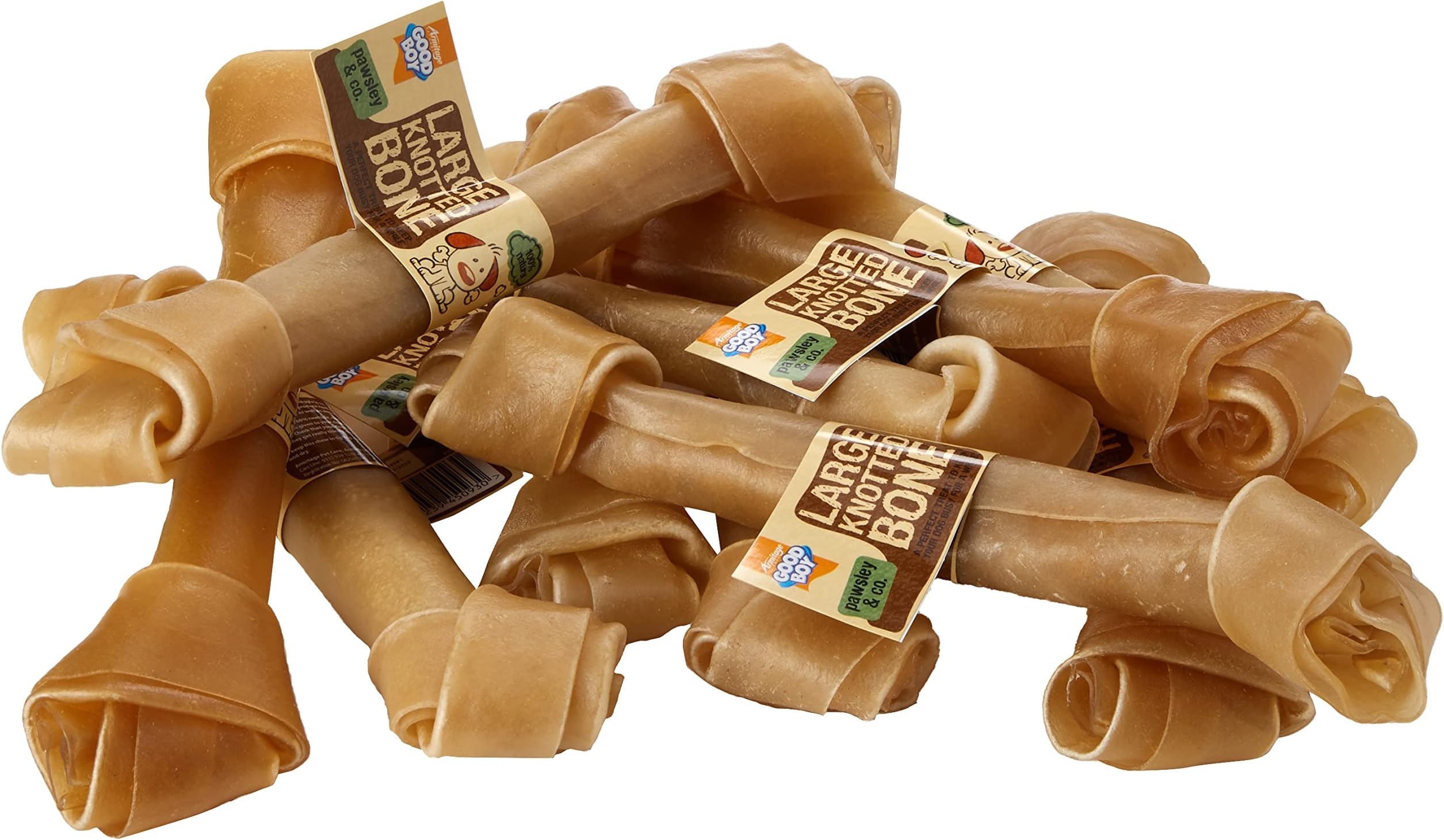 Good Boy - Large Rawhide Knotted Bones - Dog Chews - Made From 100 Percent Natural Hide - Pack of 10 - Dog Treats Natural