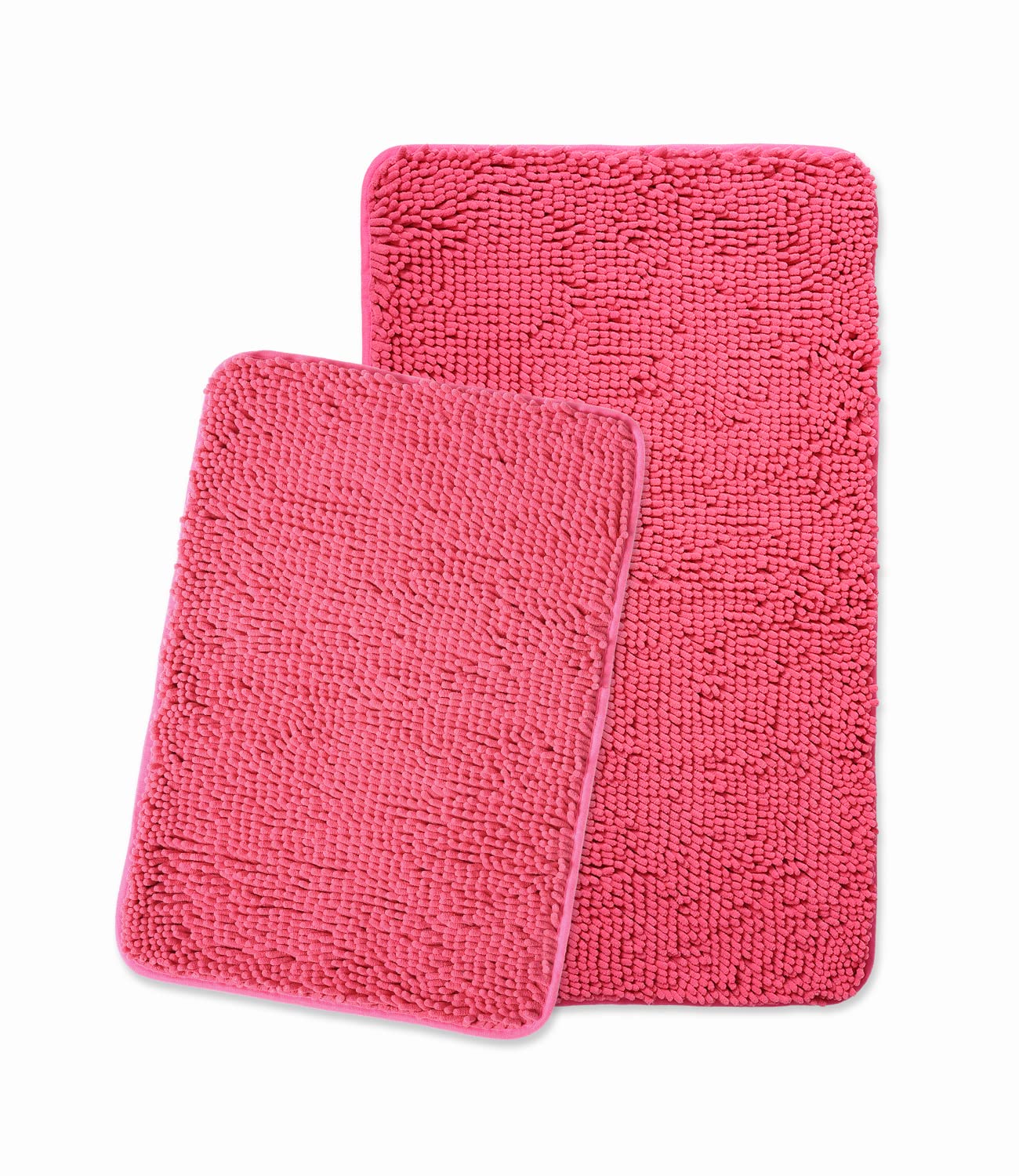 Yeaban Hot Pink Bathroom Rugs Set 2 Piece(20" x 32" and 17" x 24"), Thick Chenille Bath Mats | Absorbent and Washable Bath Rug Non-Slip, Plush and
