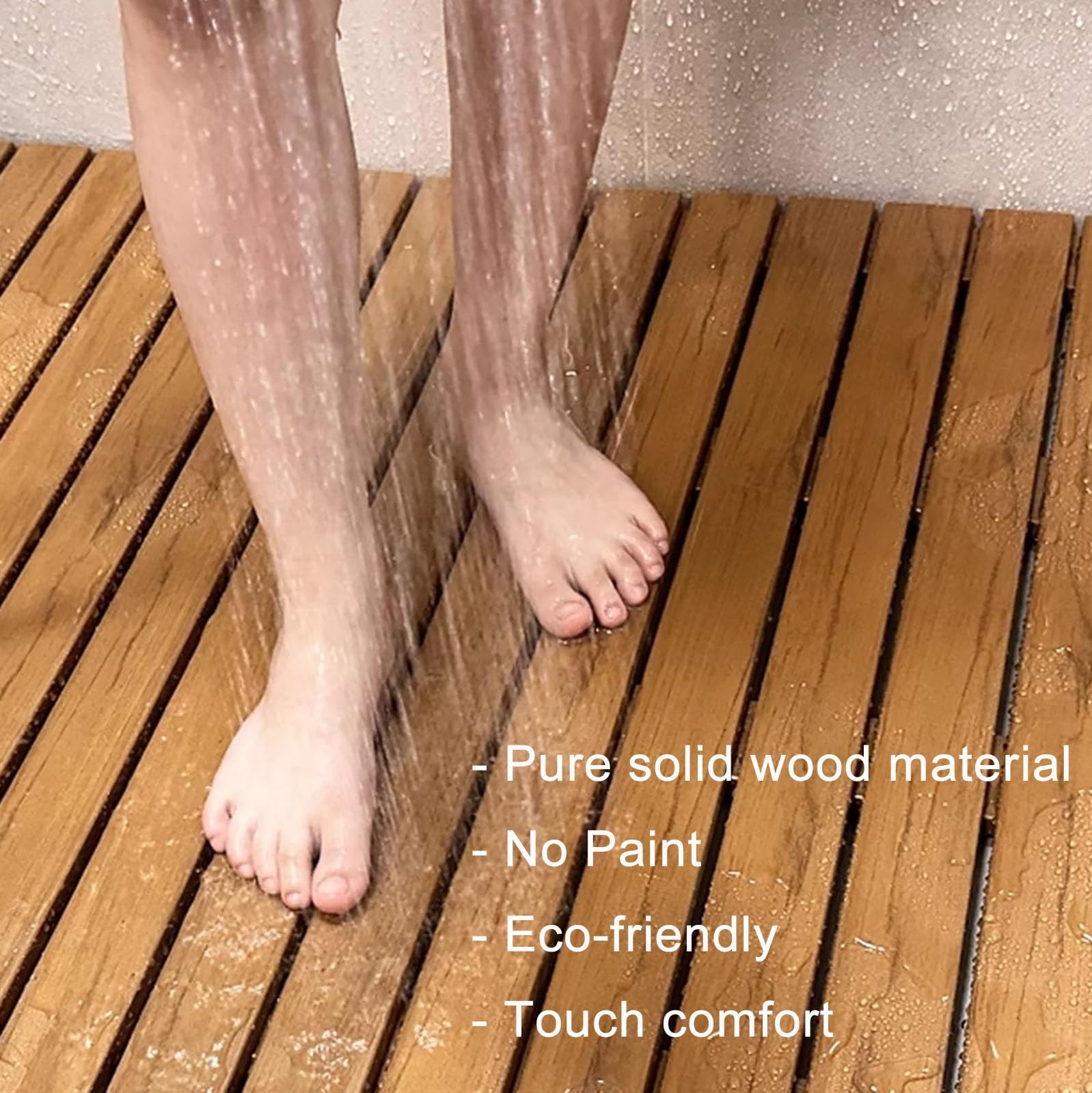 badematte Holz Breite 30 60 80 90 cm, große Duschmatte aus Holz, rutschfeste Duschmatte für drinnen und draußen, für luxuriöse Wellnessbereiche und Badewannen.(30CM X 95CM)