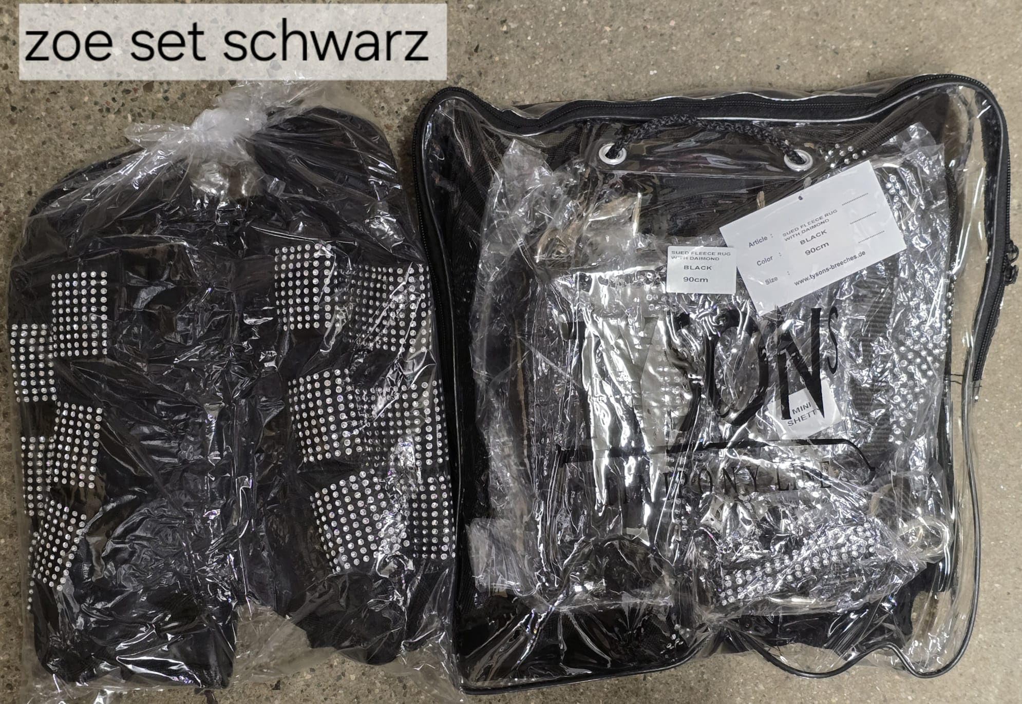 Zoe Set Abschwitzdecke Halfter Strick Transport Gamaschen Rot Schwarz Rosa Glitzer 70 80 90 100 Minishetty Shetty Tysons (100 cm, Set Schwarz)