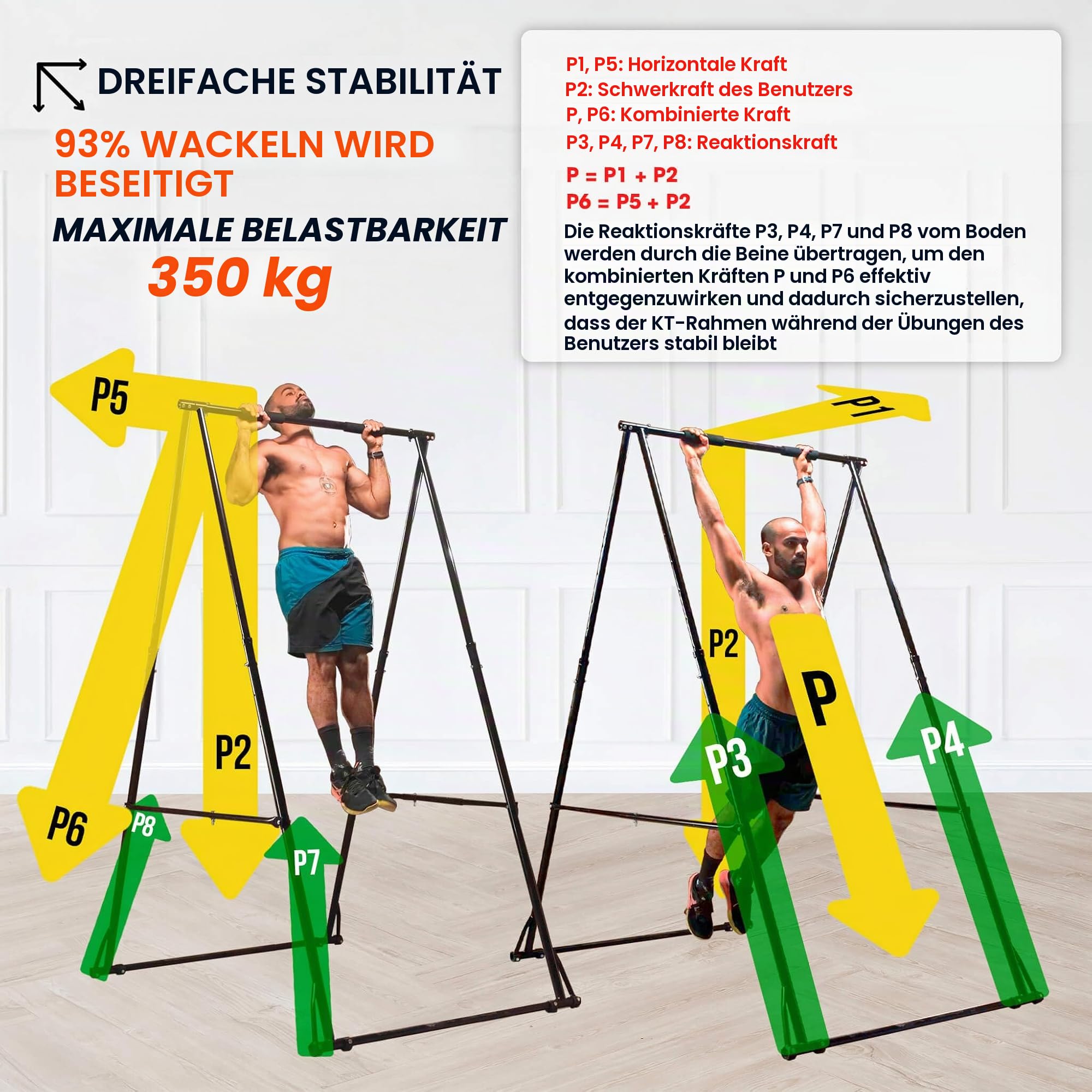 KT Hohe Stabile und Faltbare Klimmzugstange Freistehend Home Gym Sport Pull Up Bar Standing Indoor Outdoor Höhenverstellbare Kraftstation Langlebige, sichere und multifunktionale fitnessgeraete