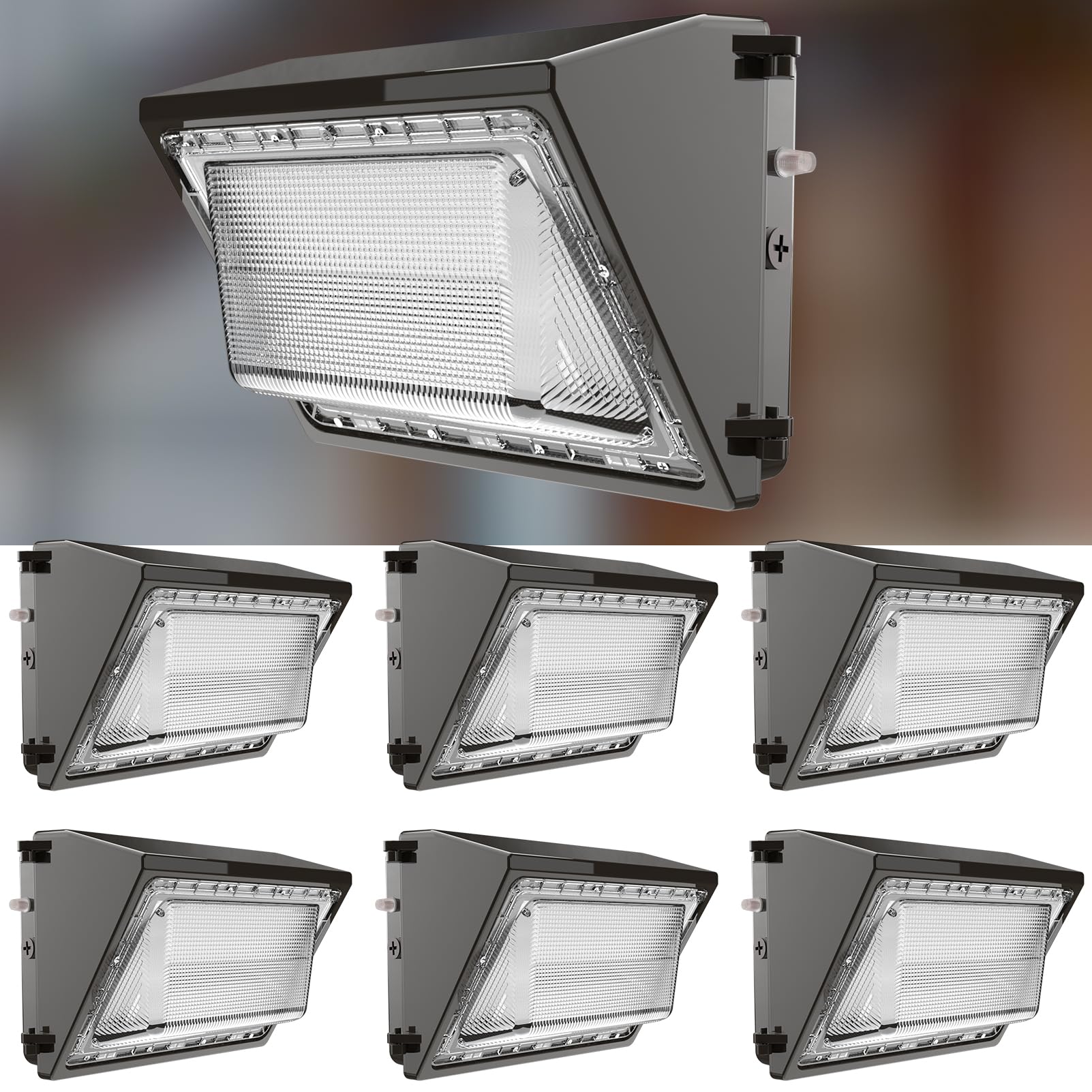 Lightdot 6 Pack 250W LED Wall Pack Lights, Black Outside LED Exterior Light