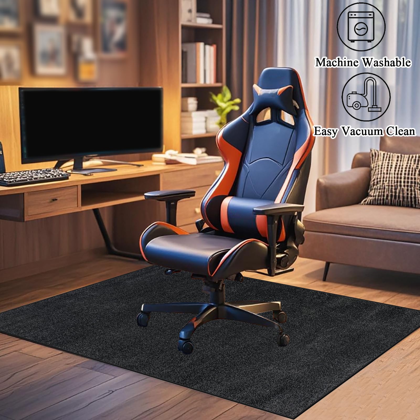 Tapis Chaise Gaming, Tapis de sol Gamer Antidérapant pour Siège/Fauteuil Gaming, 160 x 200 cm Tapis Protection de Sol, Protège Parquet Chaise Roulettes, Tapis de Sol Gaming pour Gaming et Le Travail