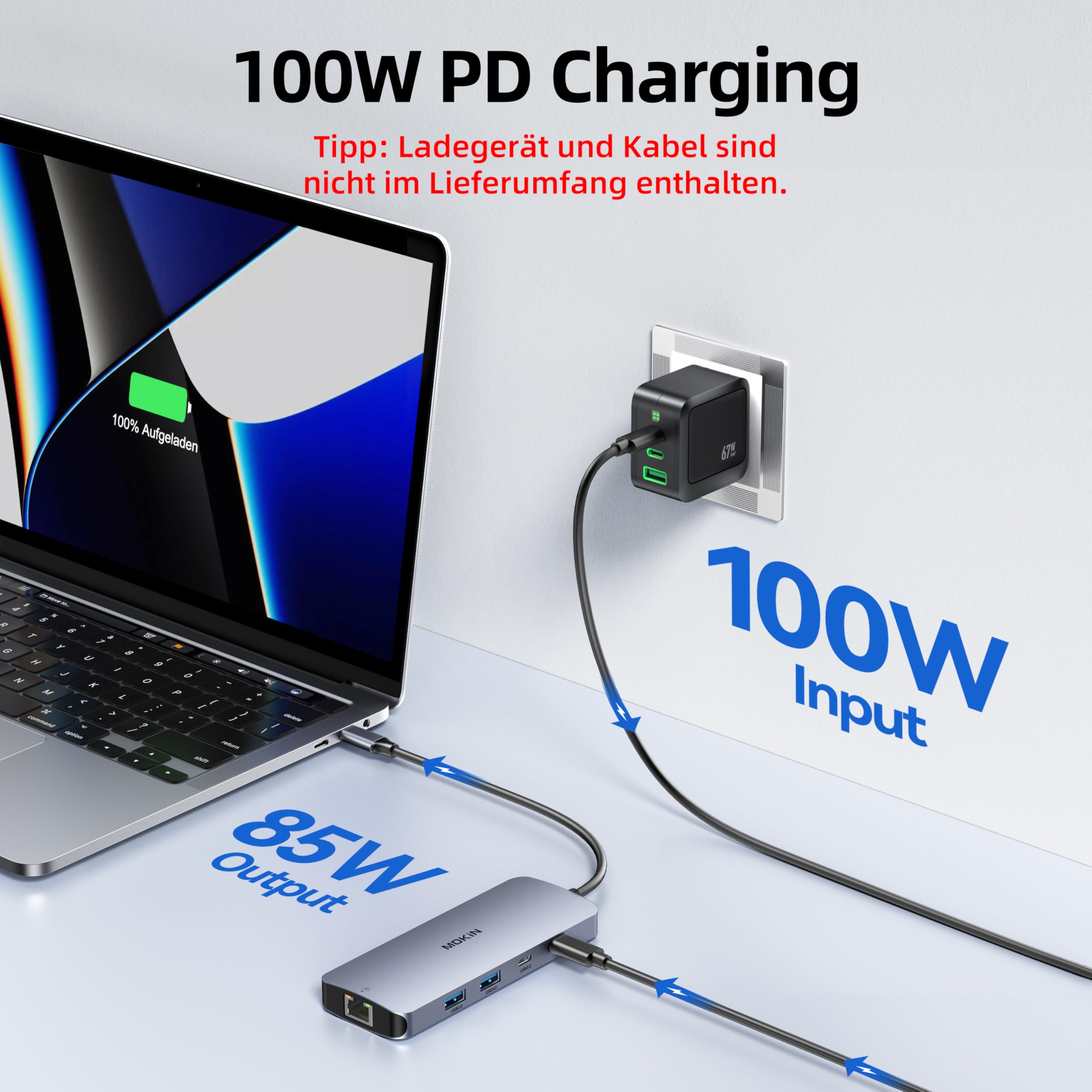 MOKIN Docking Station Dual Monitor 8 in 1 USB C Hub 2 HDMI, DisplayPort, Gigabit Ethernet, 100W PD Charging, 3 USB A/C 3.0 Ports, Laptop Docking Station for MacBook/Dell/HP/Lenovo/Surface