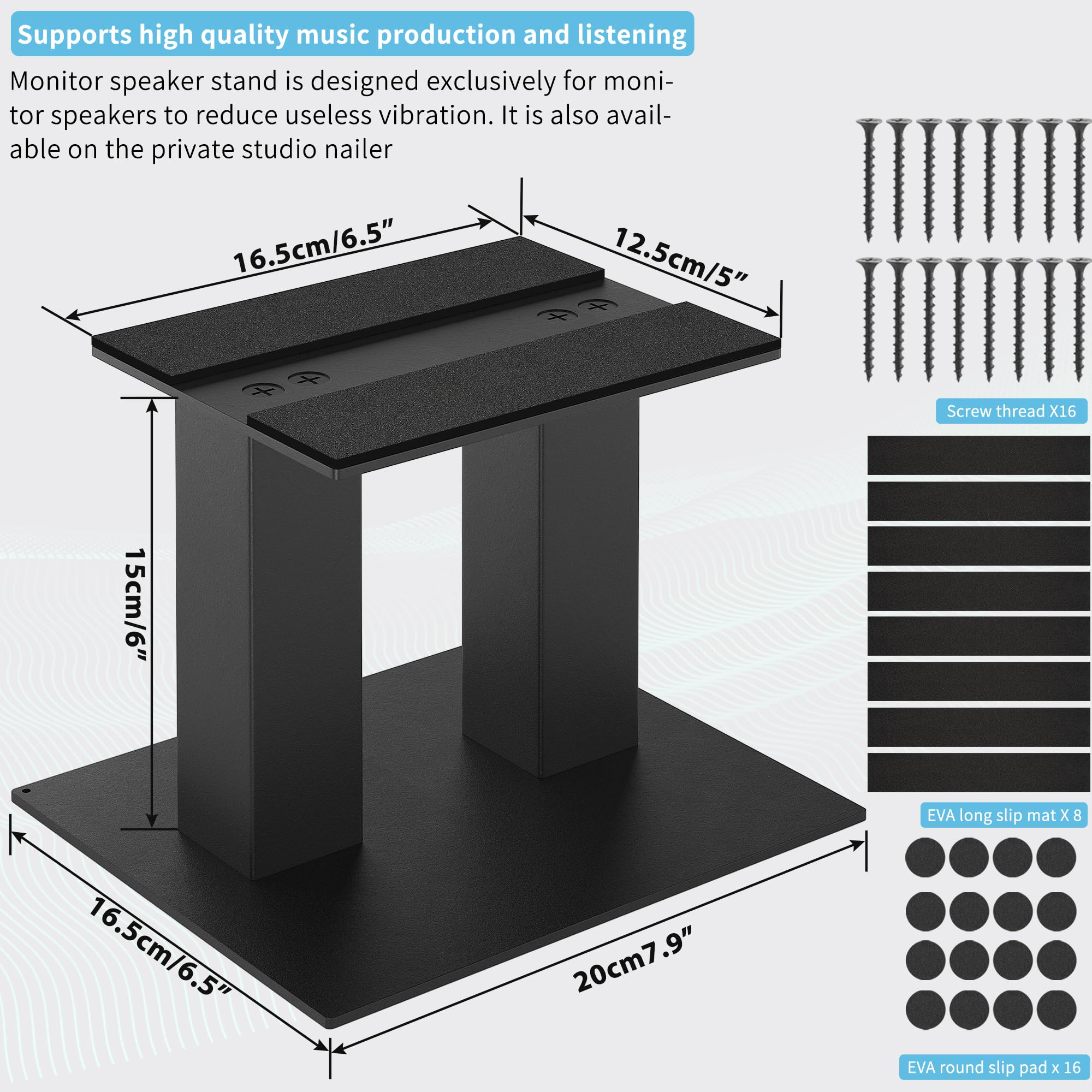 Supporti Per Altoparlanti Da Tavolo BQKOZFIN - Coppia In Metallo Nero, Inclinazione 5° Antivibrazione - Foto 7